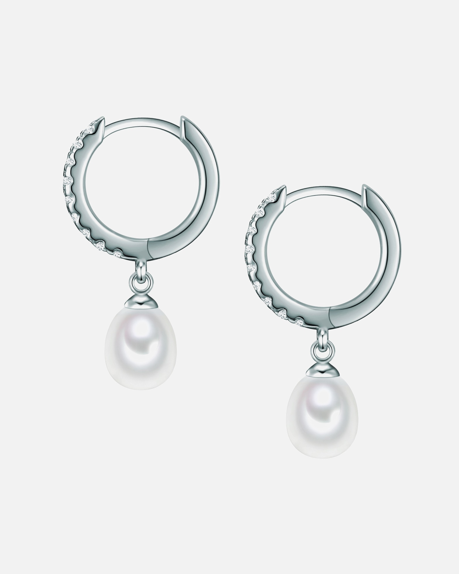 Créoles for FemmeValero PearlsCréoles en argent Argent sterling Oxyde de zirconium (CZ) Perle de culture d'eau douce en Or jaune24,4 mm