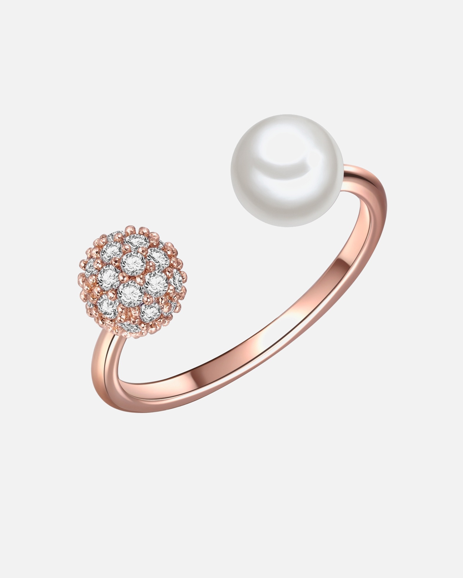 Bague for FemmeBague avec perle Laiton Oxyde de zirconium (CZ) Perles organiques en Or rose54