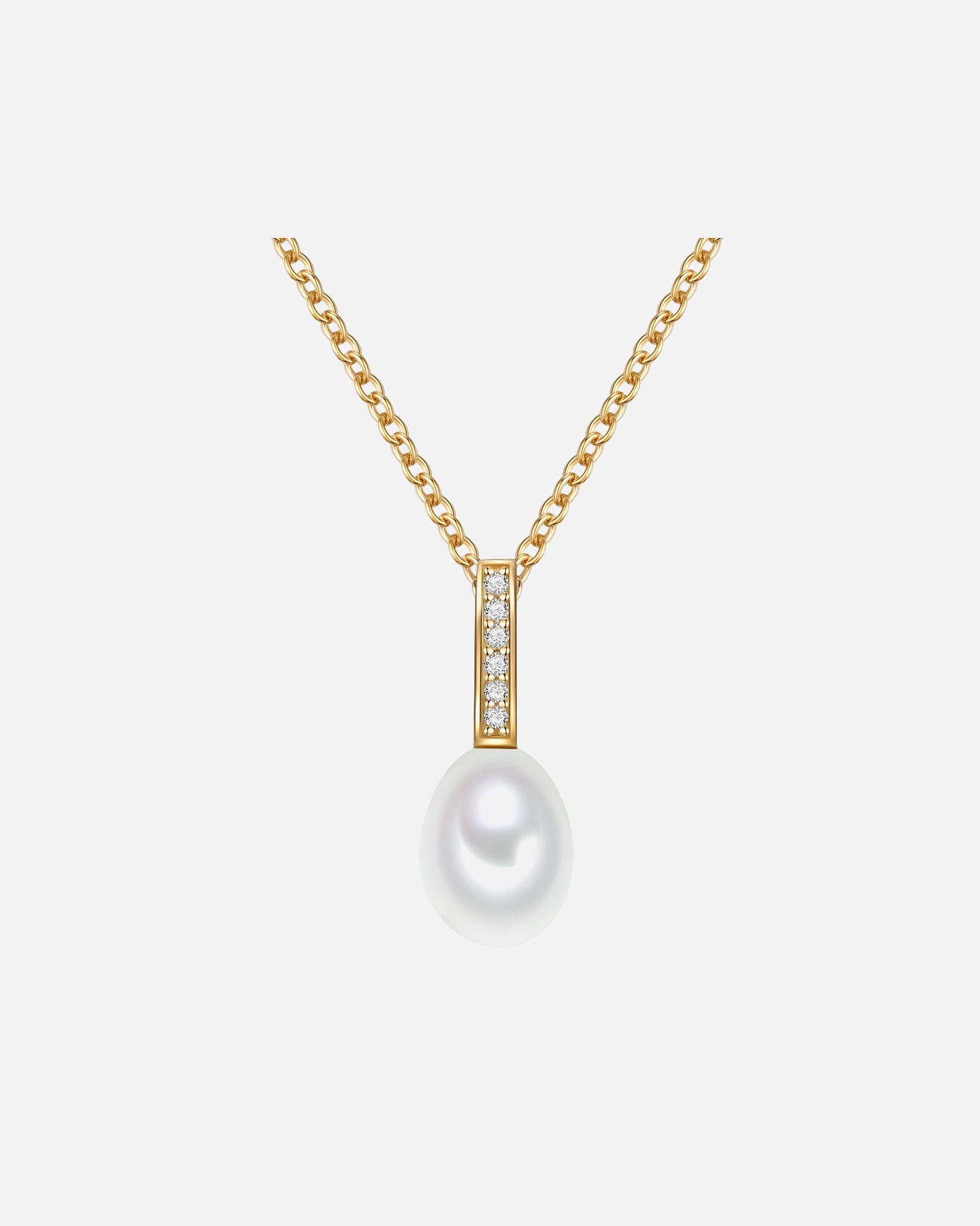 Collier for FemmeValero PearlsCollier en argent Argent sterling Oxyde de zirconium (CZ) Perle de culture d'eau douce en Or jaune42,0 cm Basiskette + 7,0 cm Verlängerung