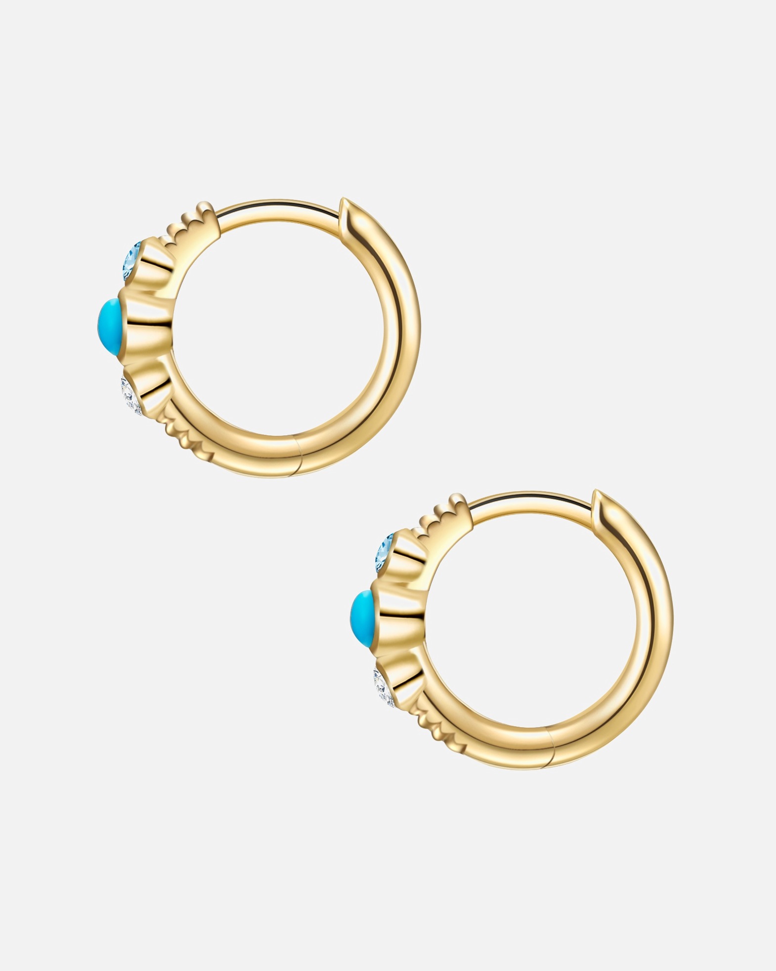 Boucle d'oreilles for FemmeGlanzstücke MünchenCréoles en argent Argent sterling Turquoise reconstituée en Or jaune11,8 mm