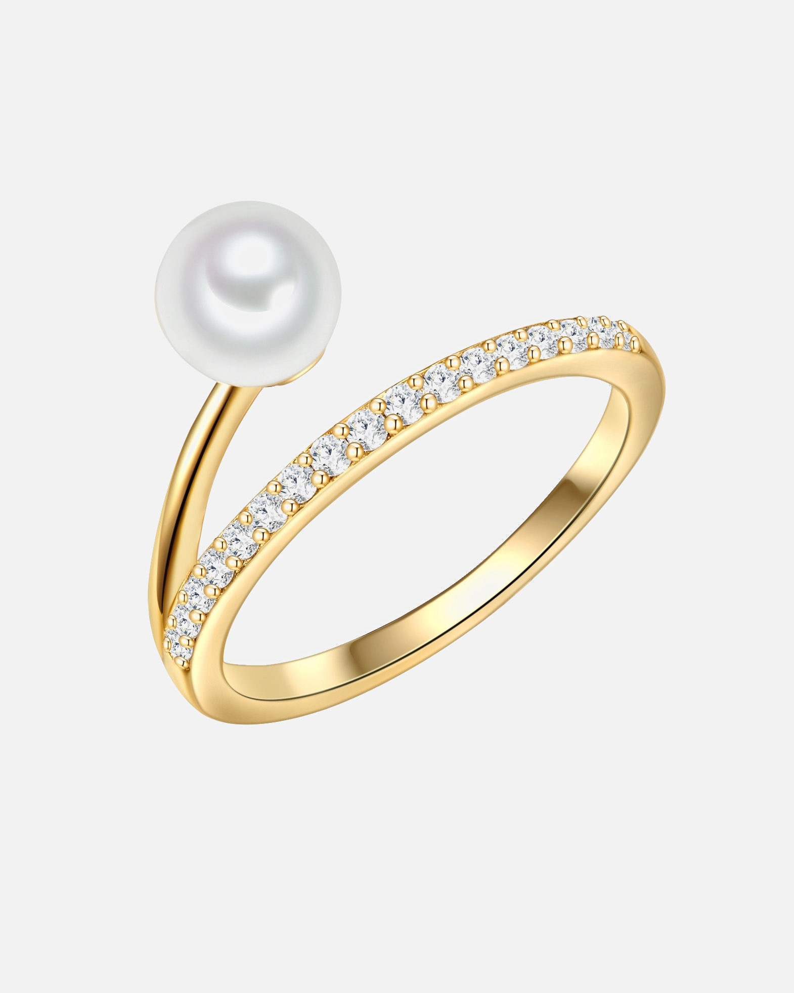 Bague for FemmeValero PearlsBague Argent sterling Oxyde de zirconium (CZ) Perle de culture d'eau douce en Or jaune50