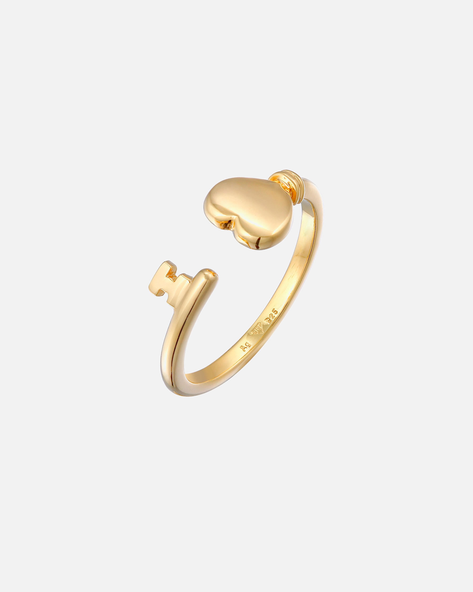 Ring für Weiblich Elli Herz Schlüssel Liebe Romantik 925 Silber 54