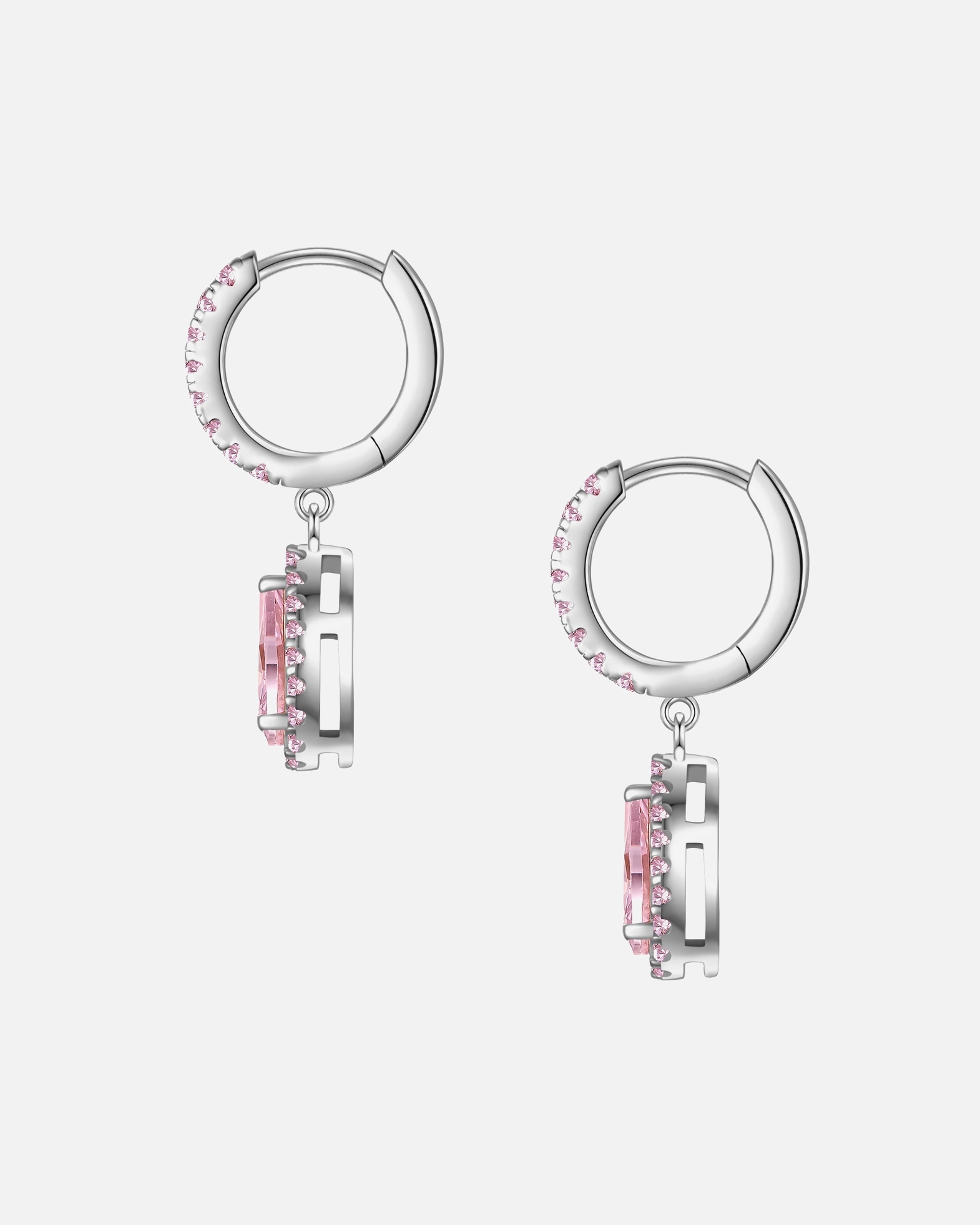 Creolen für Weiblich Glanzstücke München Creolen Sterling Silber Zirkonia pink 26,5 mm