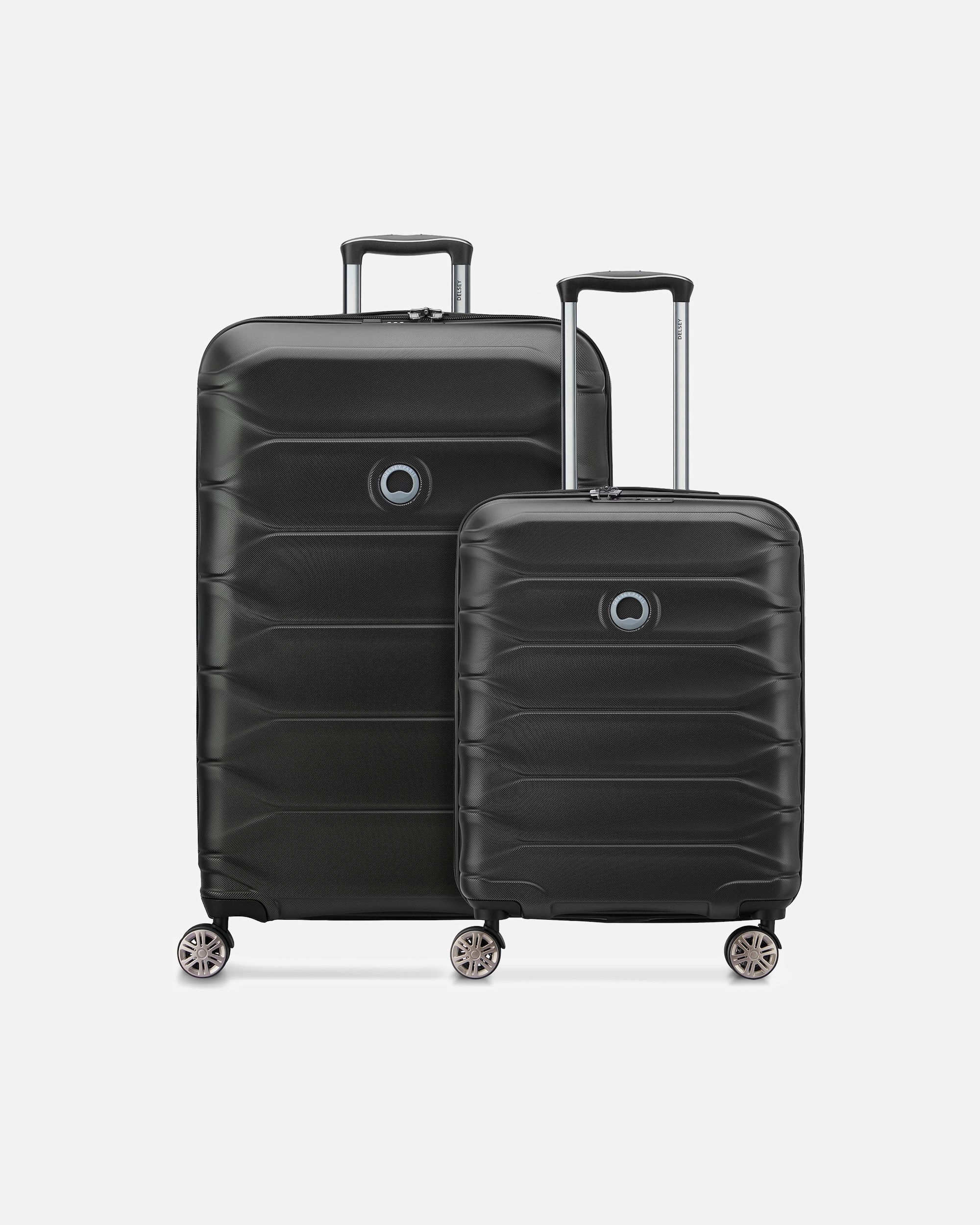 Koffer für Männlich Delsey Meteor 4 Rollen Kofferset 2-teilig mit Dehnfalte deep black