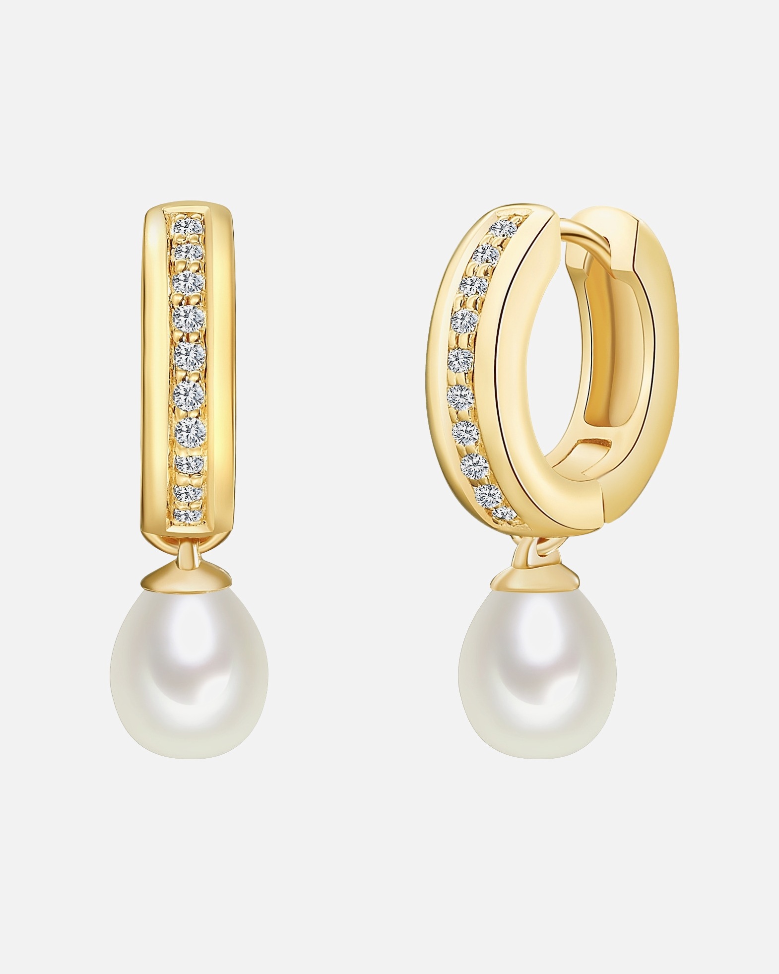 Créoles for FemmeValero PearlsCréoles en perle Argent sterling Oxyde de zirconium (CZ) Perle de culture d'eau douce en Or jaune22,8 mm