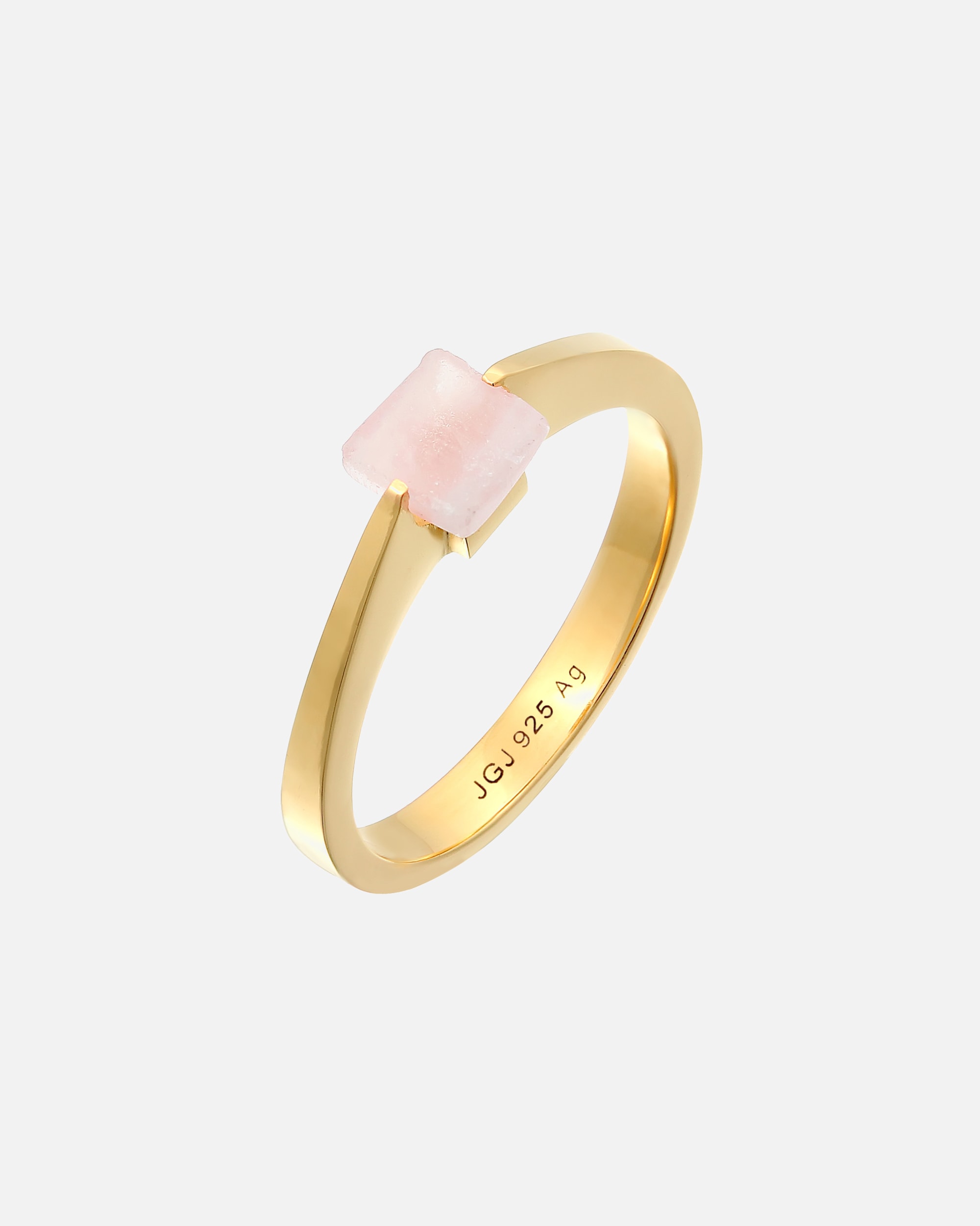 Ring für Weiblich Elli PREMIUM Elli PREMIUM Ring Solitär Rosa Quarz Edelstein Viereck 925 Silber 56