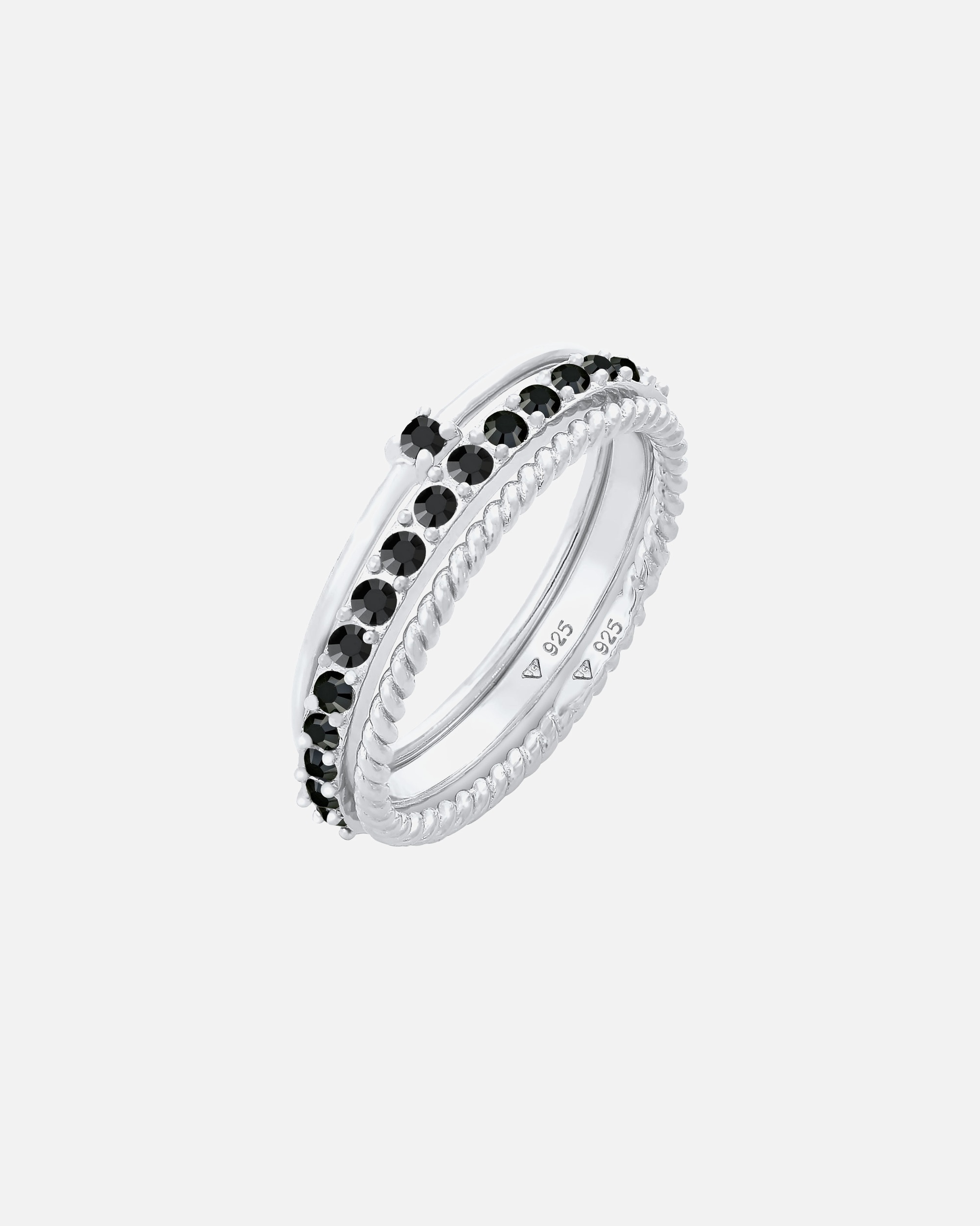 Ring für Weiblich Elli Stapelring 3er Set 925 Silber, mit Kristallen von Swarovski® 58