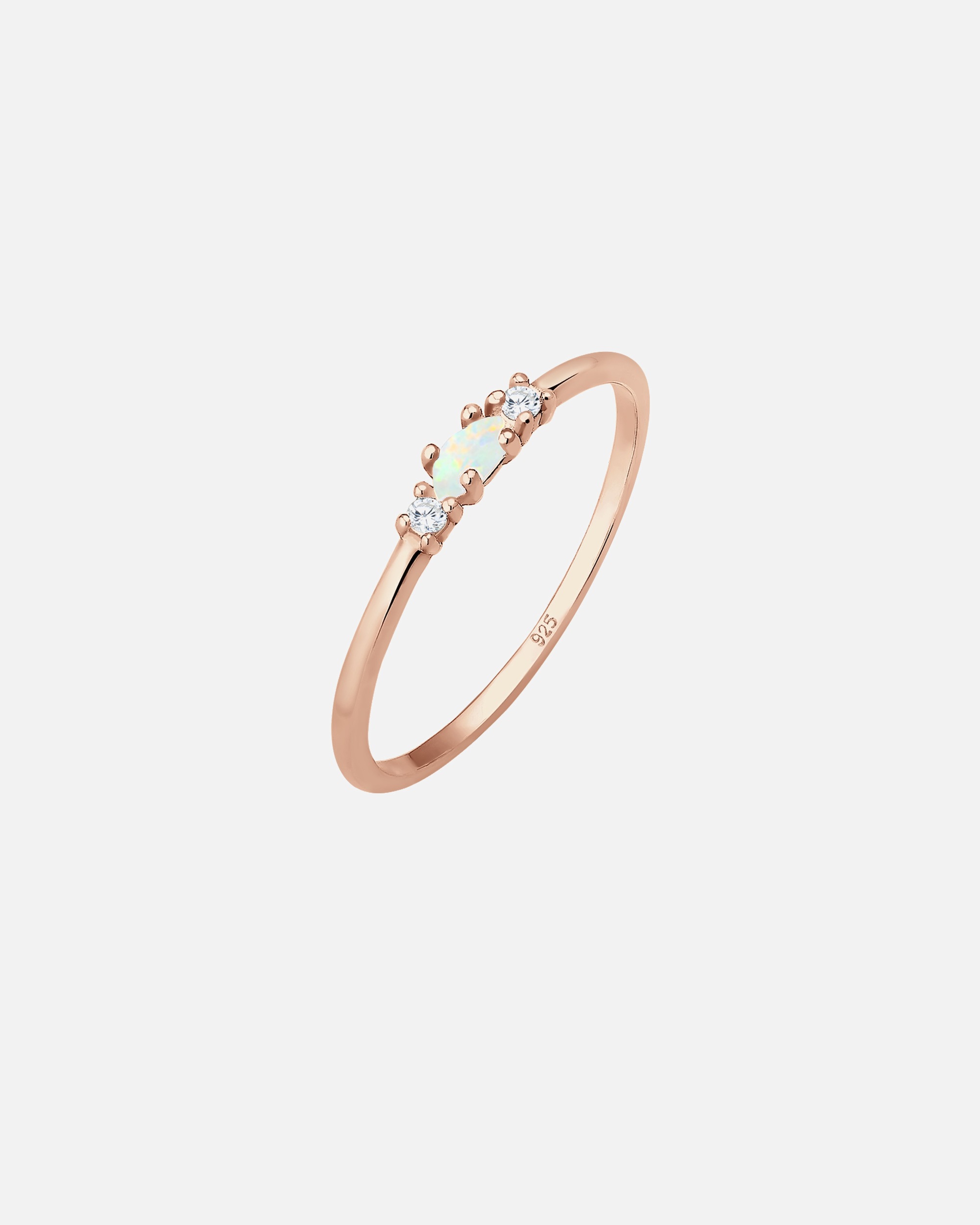 Bague for FemmeElliFemmes Vintage avec Cristaux de Zirconium et Opale en Argent Sterling 925 Plaqué Or50