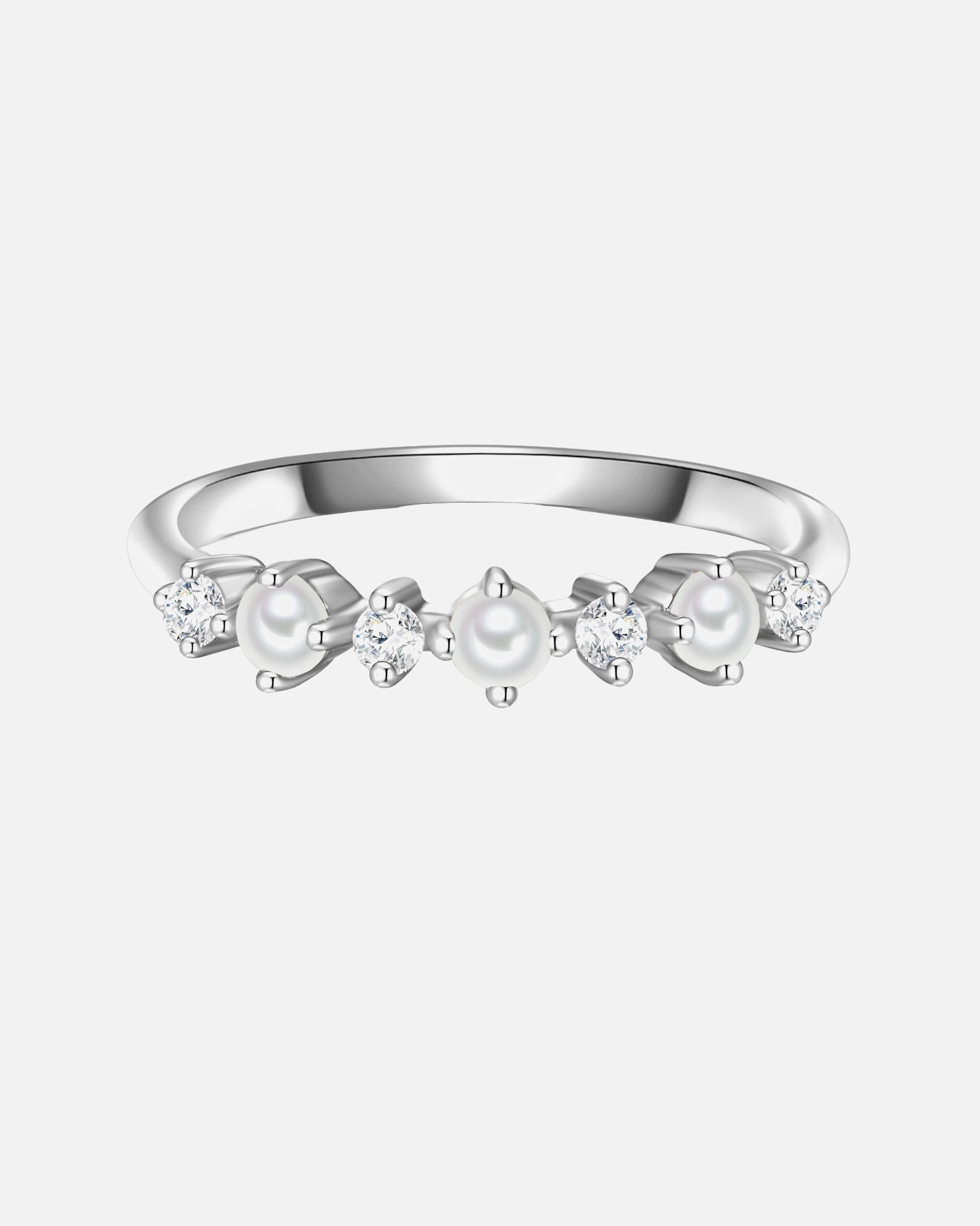 Bague for FemmeGlanzstücke MünchenBague en argent Argent sterling Oxyde de zirconium (CZ) Perle de culture d'eau douce en Argent54