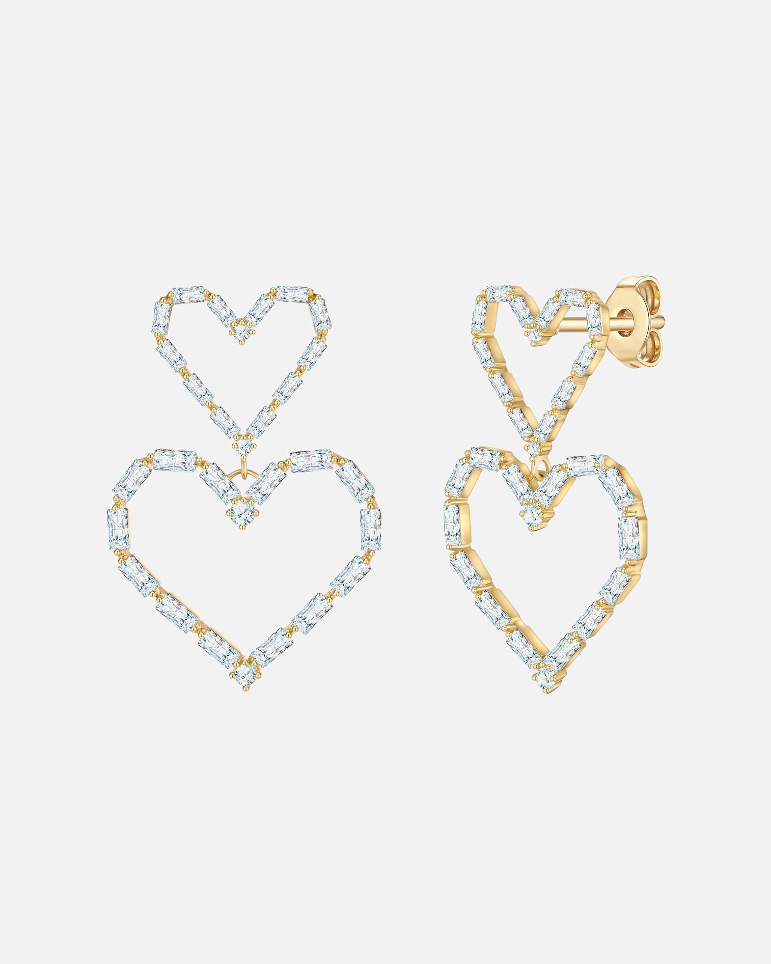 Boucle d'oreilles for FemmeBoucles d'oreilles pendantes cœur en laiton doré avec zirconium39,1 mm