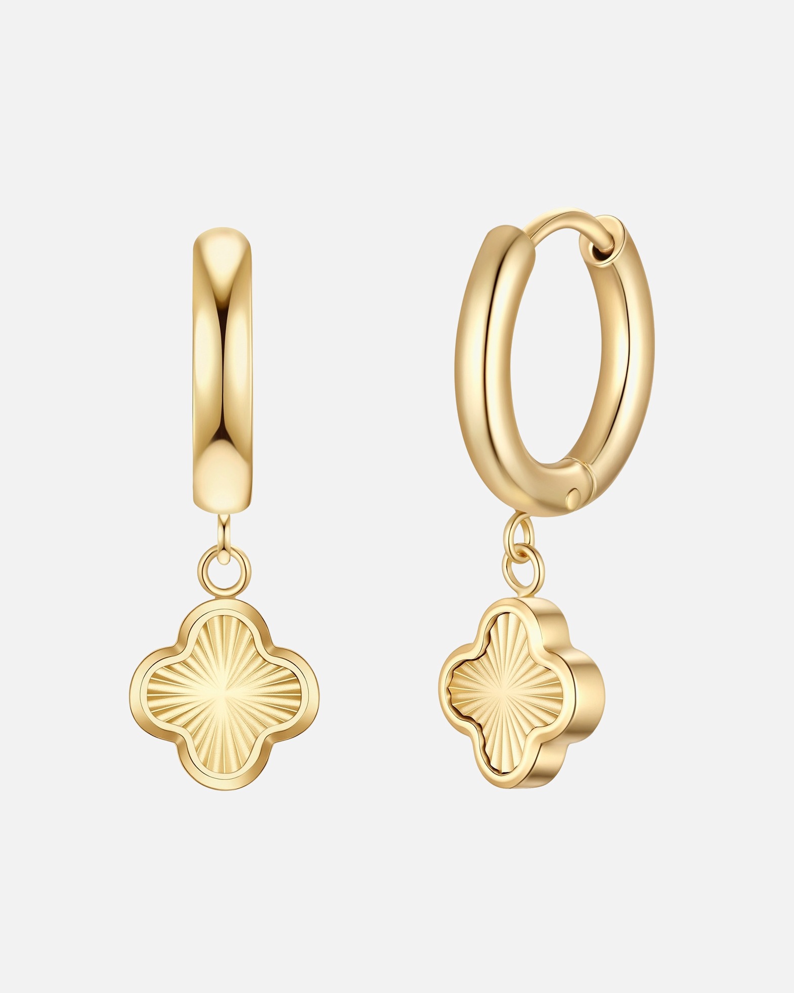 Creolen für Weiblich Creolen Kleeblatt aus Edelstahl in gelbgold 20,8 mm