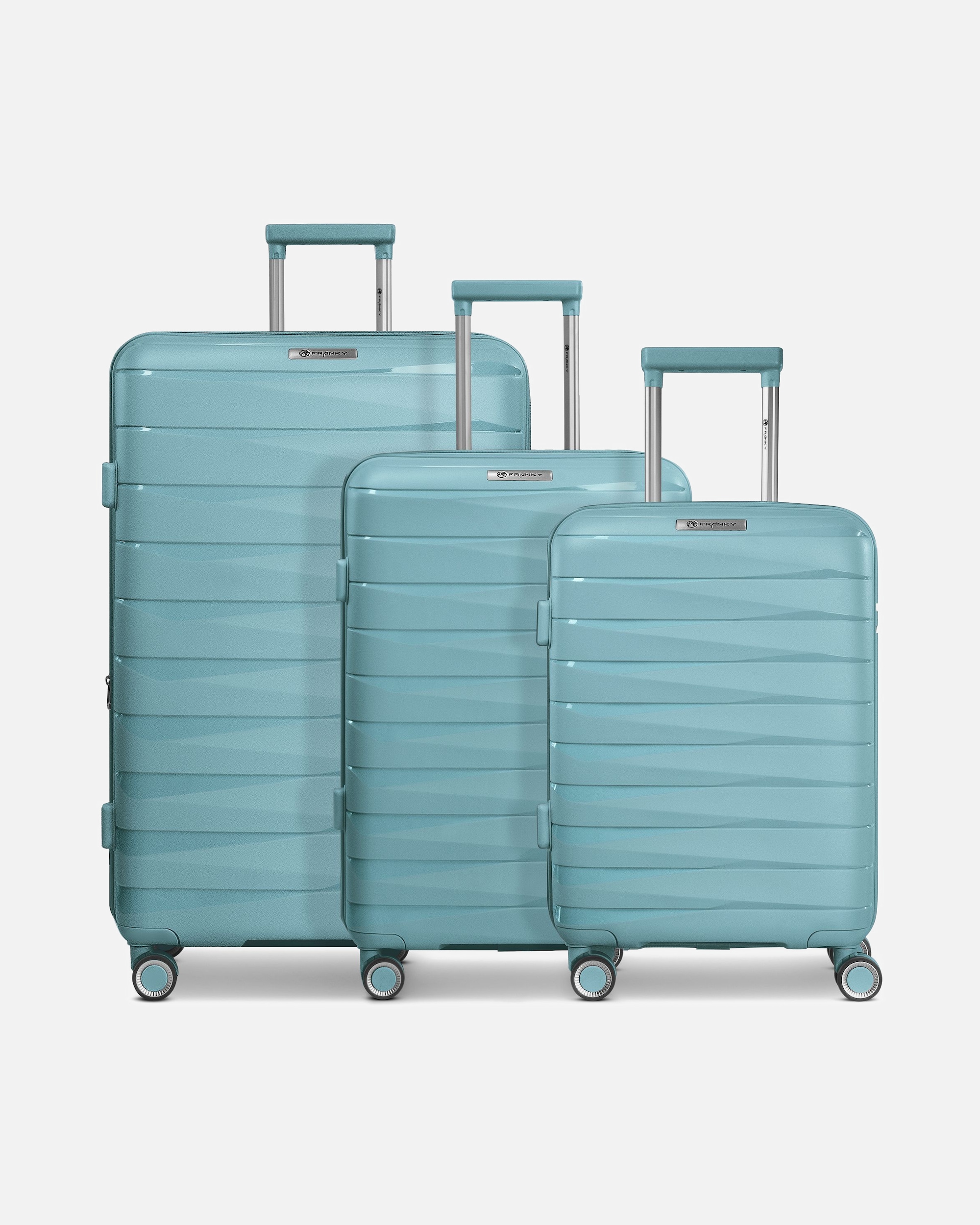 Koffer für Männlich Franky London 4 Rollen Kofferset 3-teilig mit Dehnfalte mint green