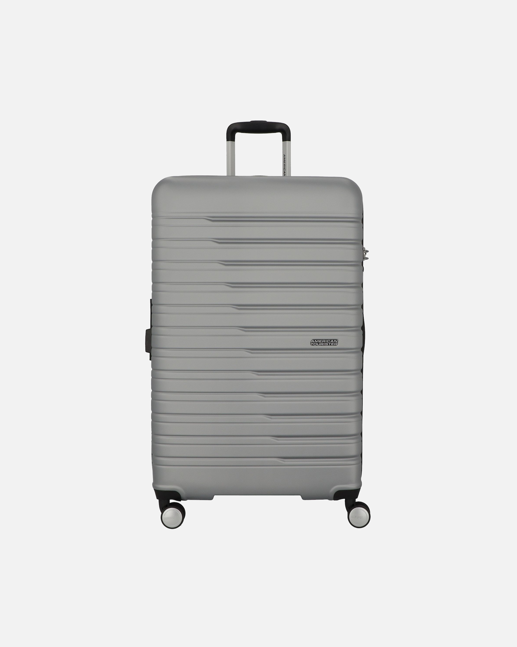 Trolley für Männlich American Tourister Flashline 4 Rollen Trolley 78 cm mit Dehnfalte sky silver