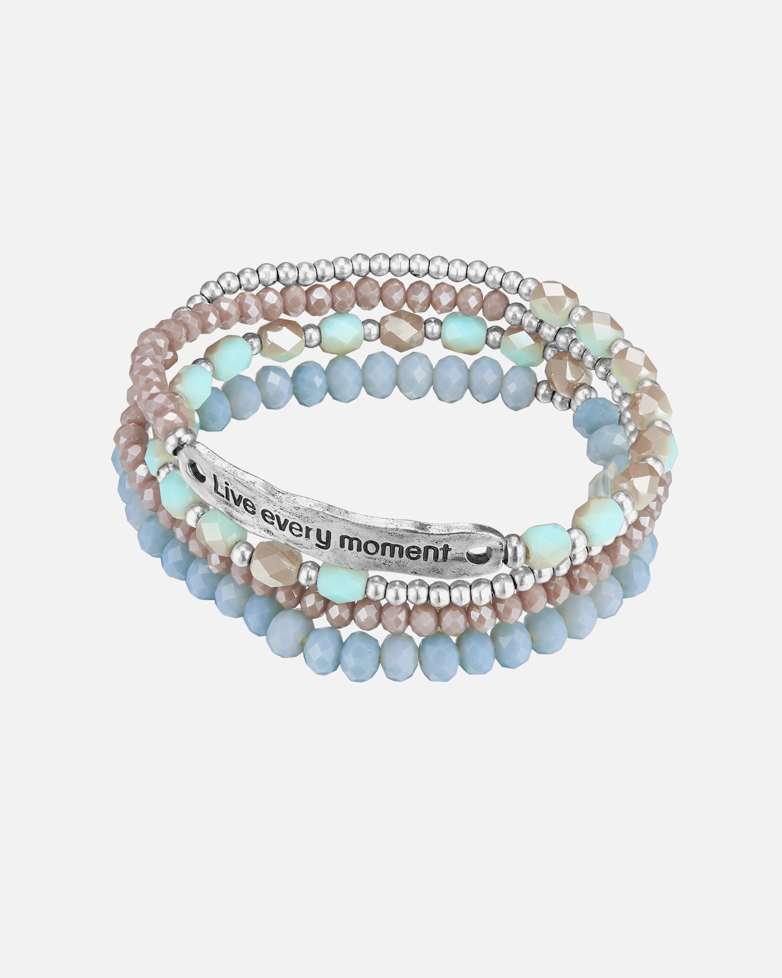 Armband für Weiblich Lulu & Jane Armband Live every moment Messing Crystal in Silber 19,0 cm