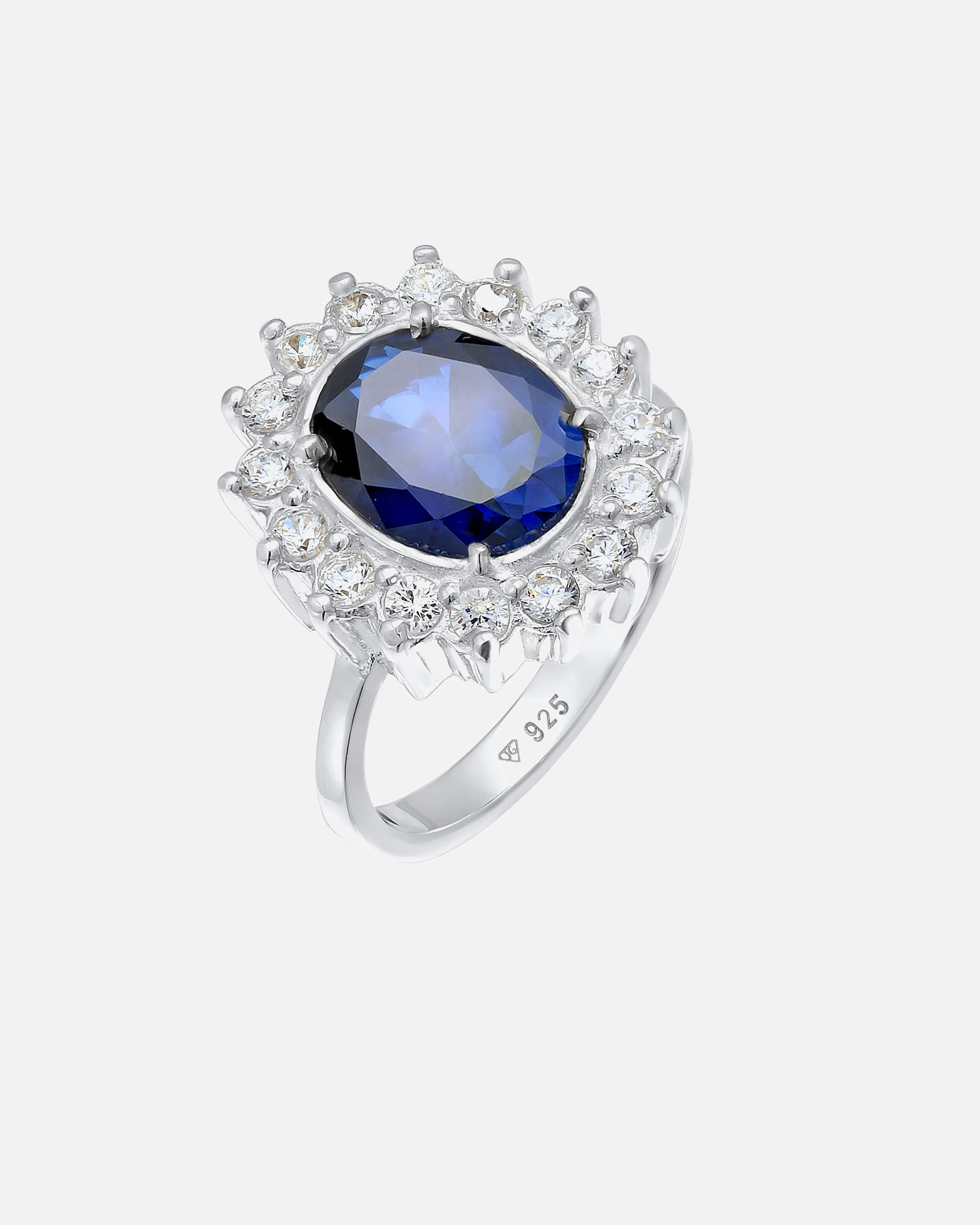 Ring für Weiblich Elli Cocktailring Saphirblau Royal Zirkonia 925 Silber 56