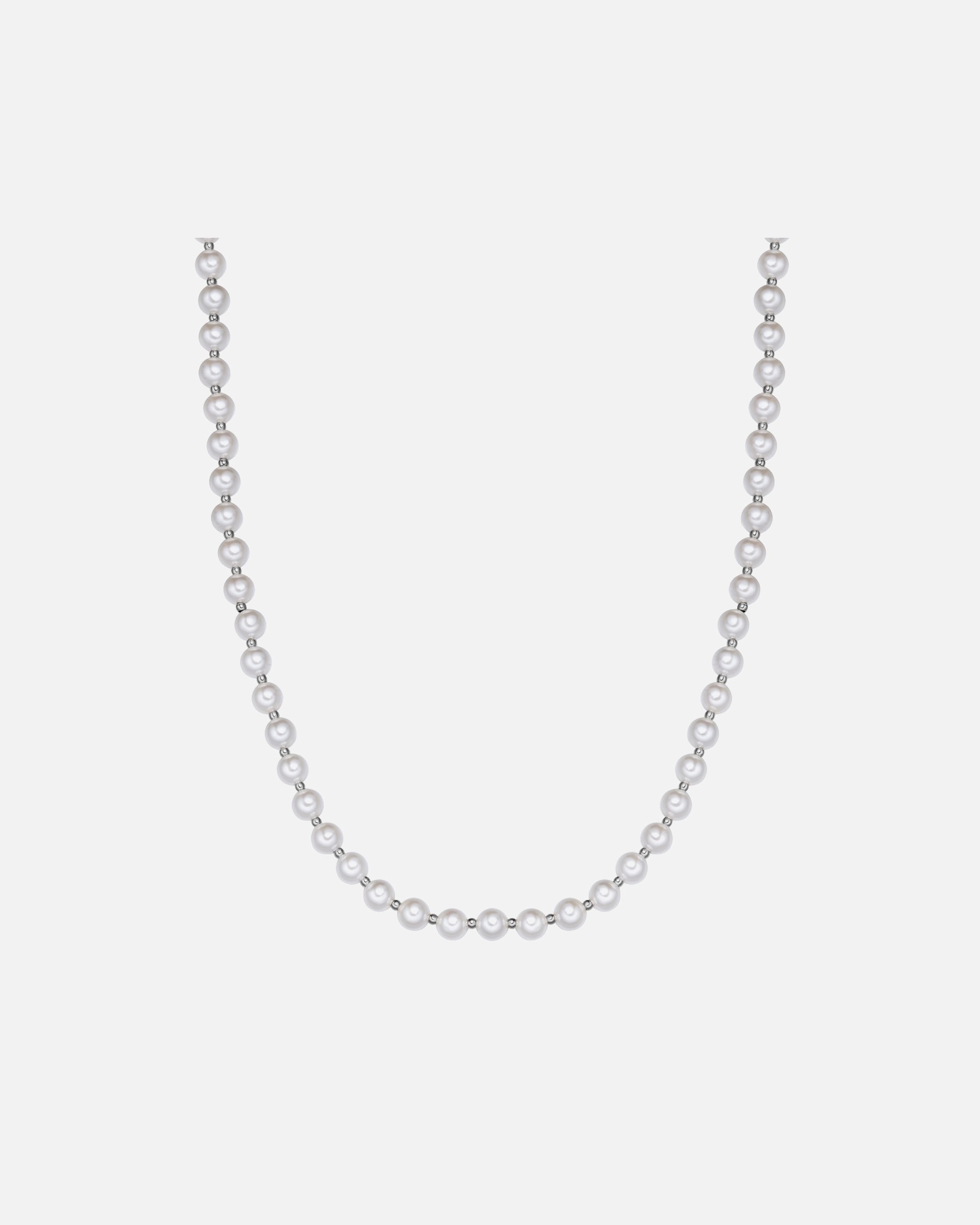 Halskette für Männlich Halskette aus Edelstahl in silber mit Muschelkernperle 50,0 cm Basiskette + 5,0 cm Verlängerung