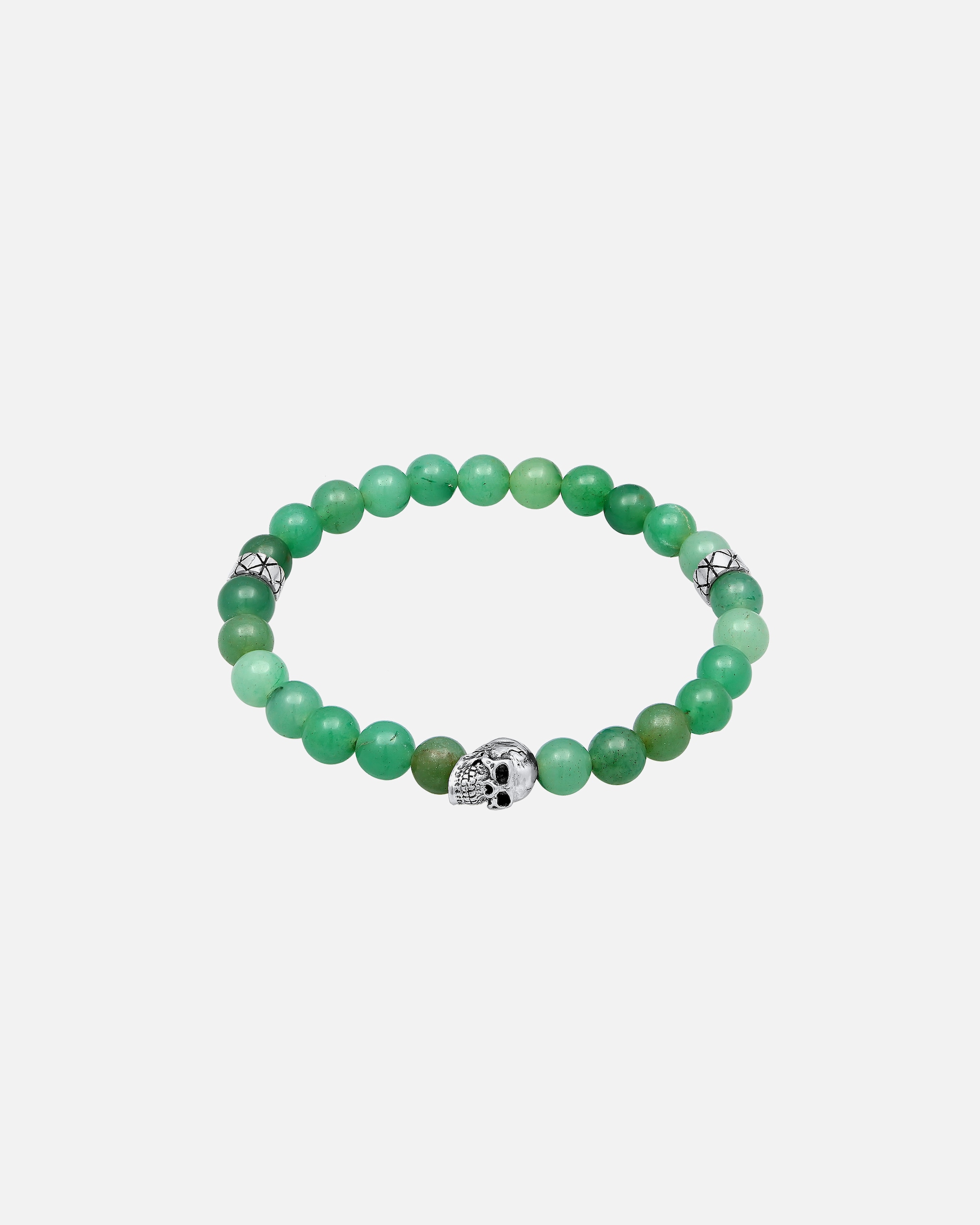 Armband für Männlich KUZZOI Herren Totenkopf Bead Aventurin Grün 925 Silber 21