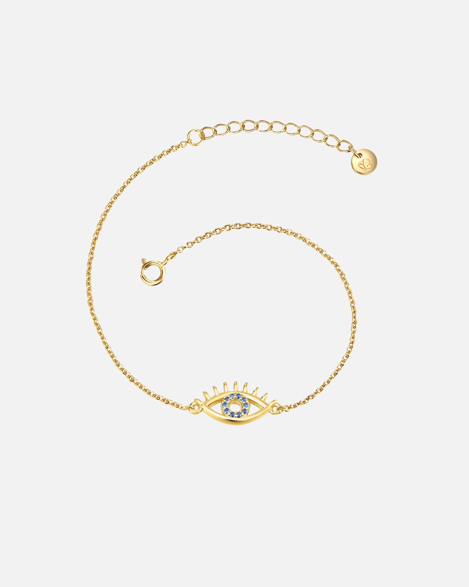 Bracelet for FemmeBracelet Œil omniscient en Argent sterling en Or jaune17,0 cm Basislänge + 3,0 cm Verlängerung