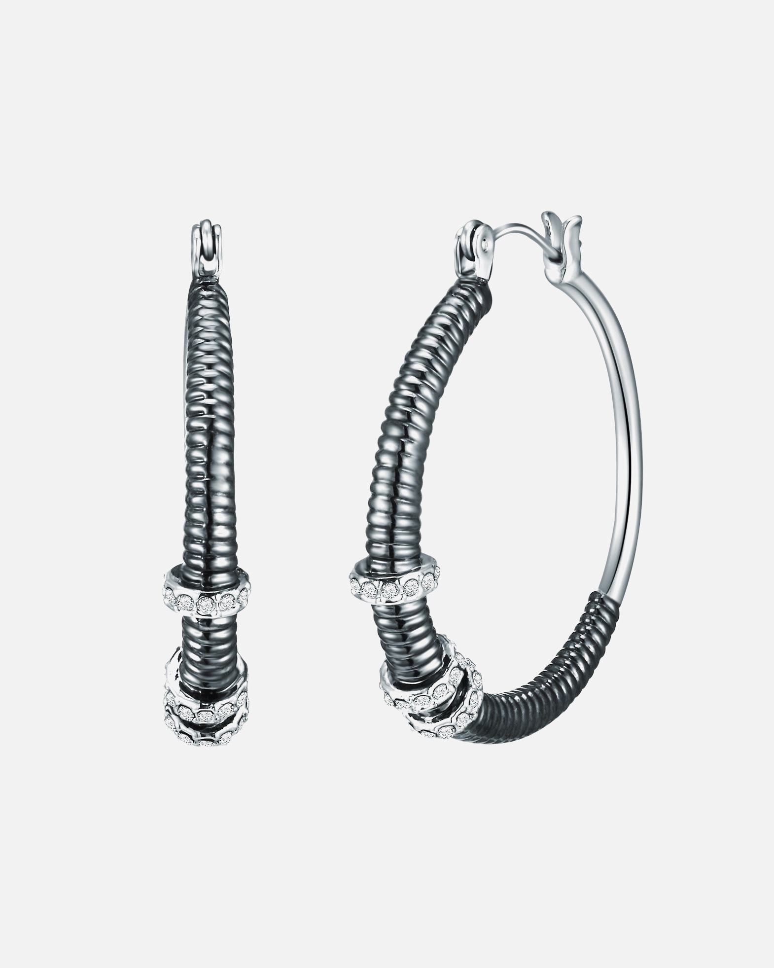 Créoles for FemmeBoucles d´oreilles Alliage de fer Orné de cristaux Swarovski® en Argent/noir35,9 mm