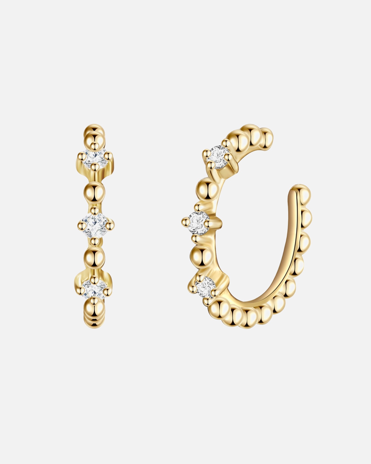 Boucle d'oreilles for FemmeManchette d'oreille en argent Argent sterling Oxyde de zirconium (CZ) en Or jaune11,9 mm