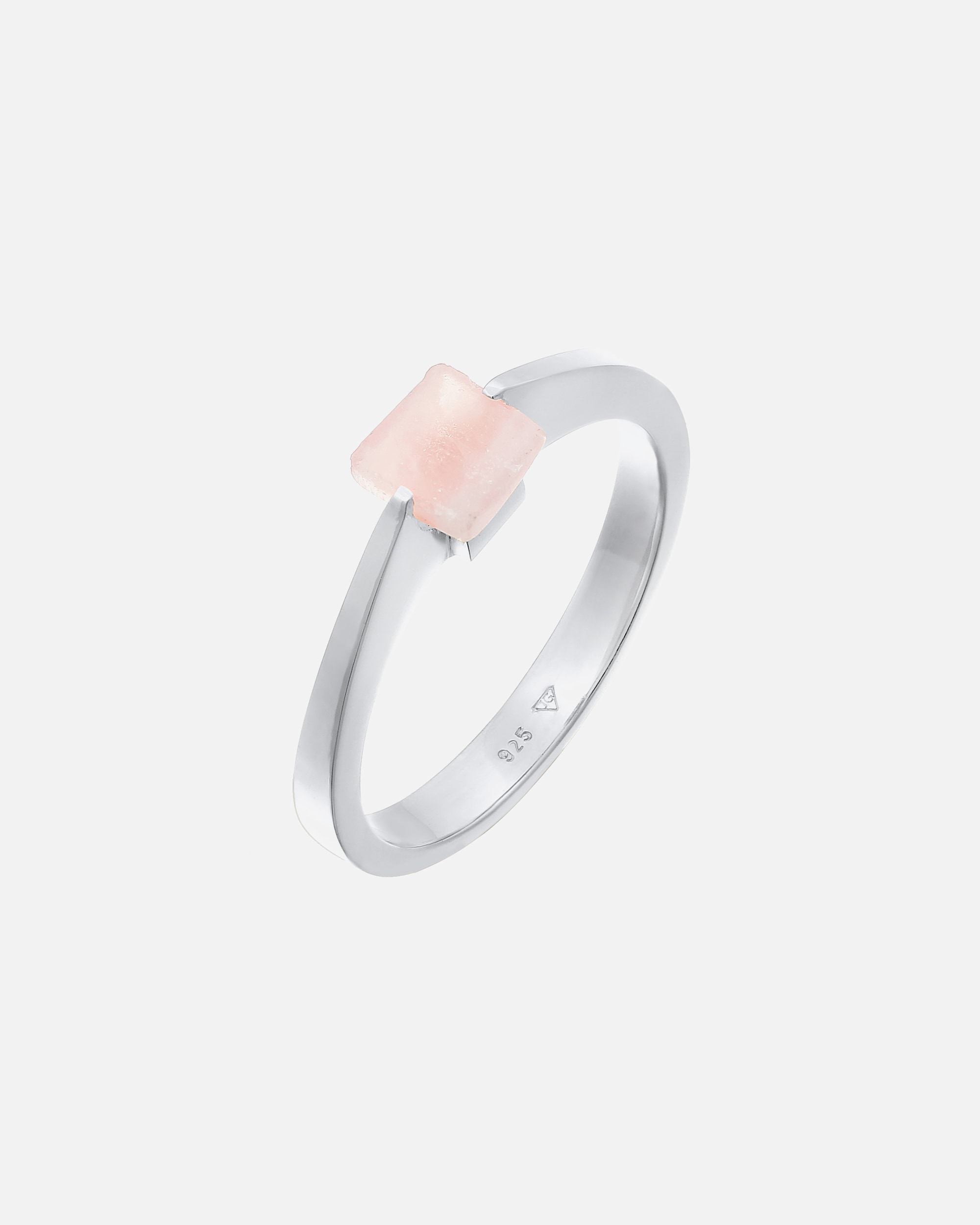 Ring für Weiblich Elli PREMIUM Elli PREMIUM Ring Solitär Rosa Quarz Edelstein Viereck 925 Silber 52