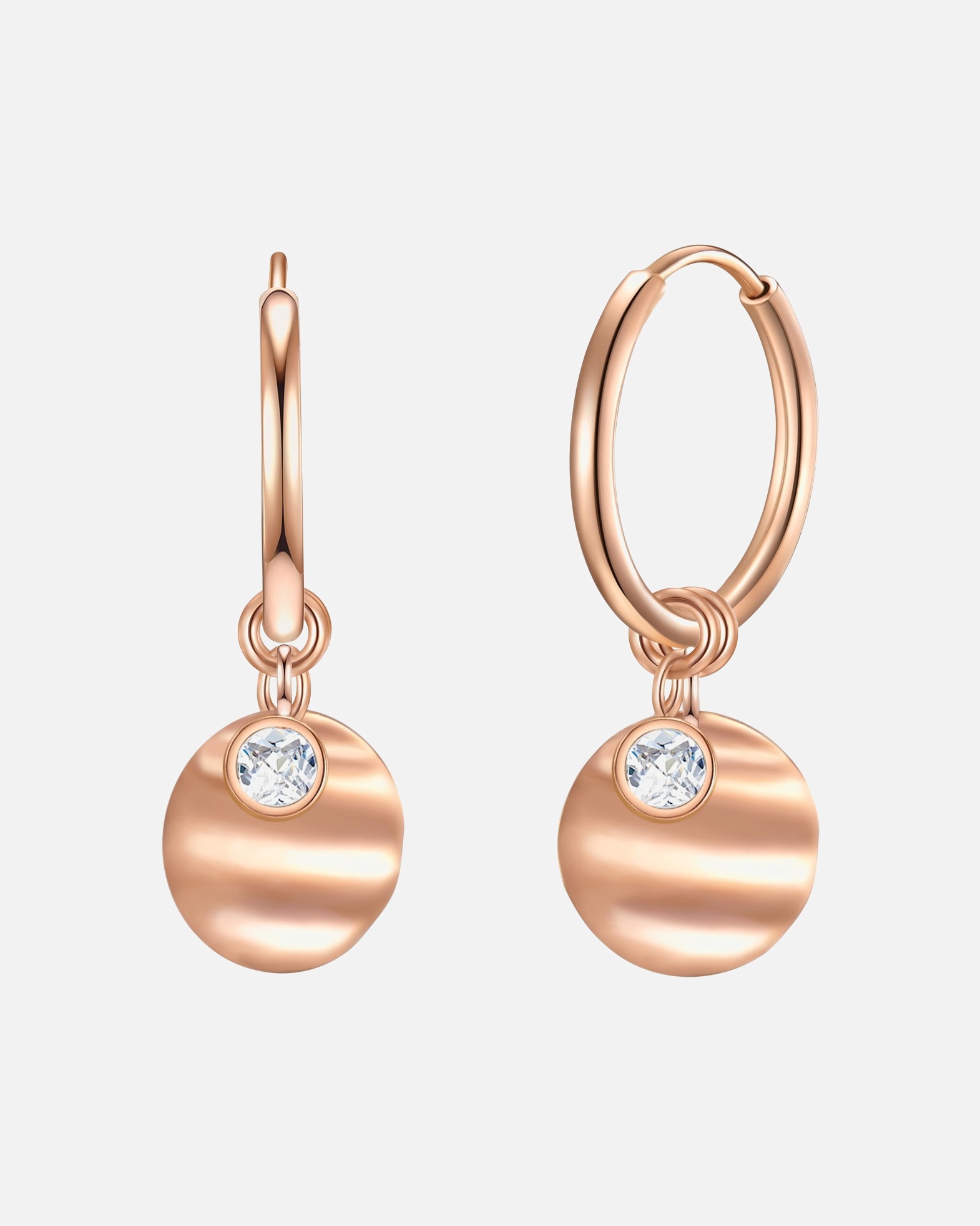 Créoles for FemmeCréoles en acier inoxydé Acier inoxydable Oxyde de zirconium (CZ) en Or rose10,2/8,3 mm