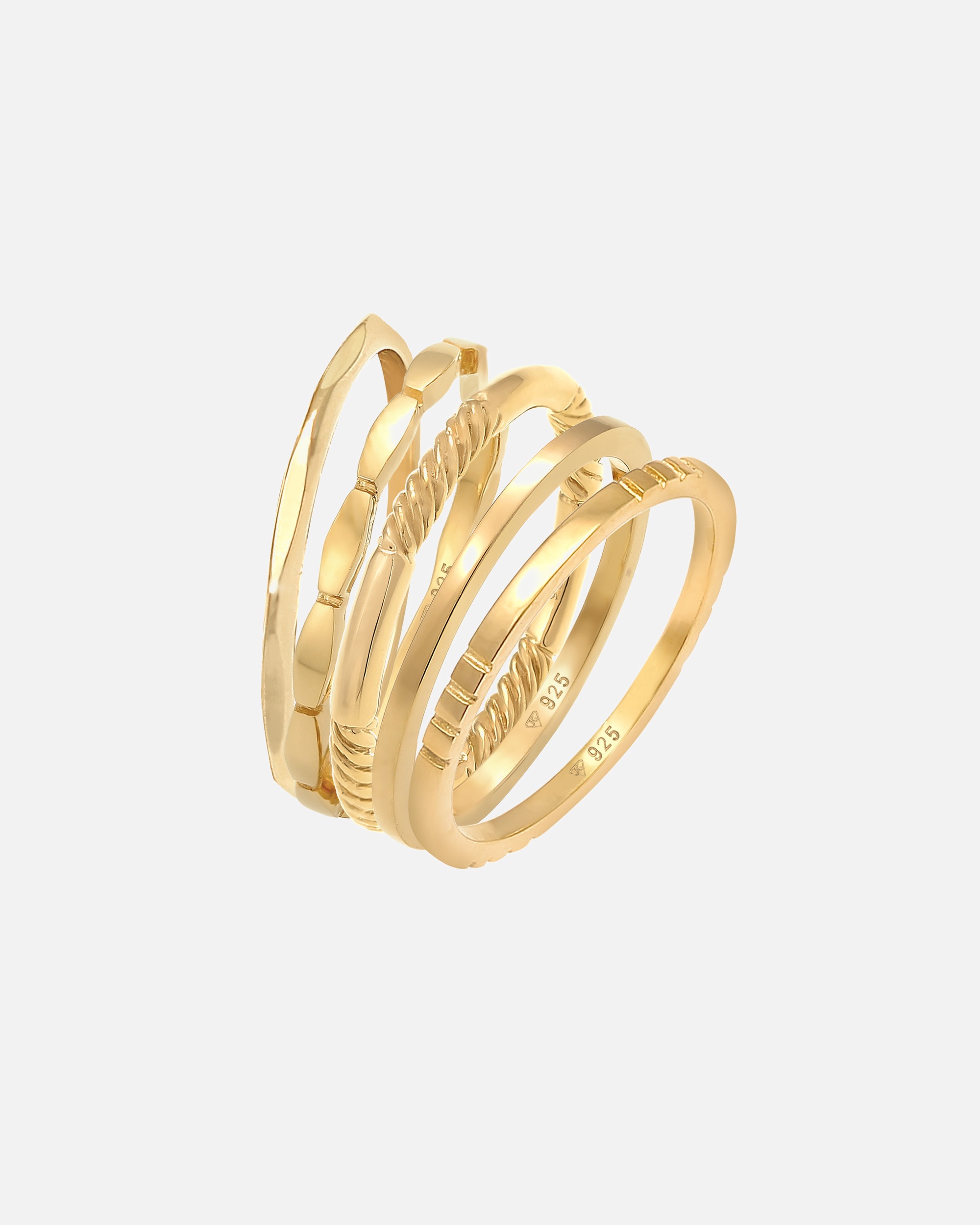 Ring für Weiblich Elli Stapelringe Stacking Bandringe 5er Set 925 Silber 54