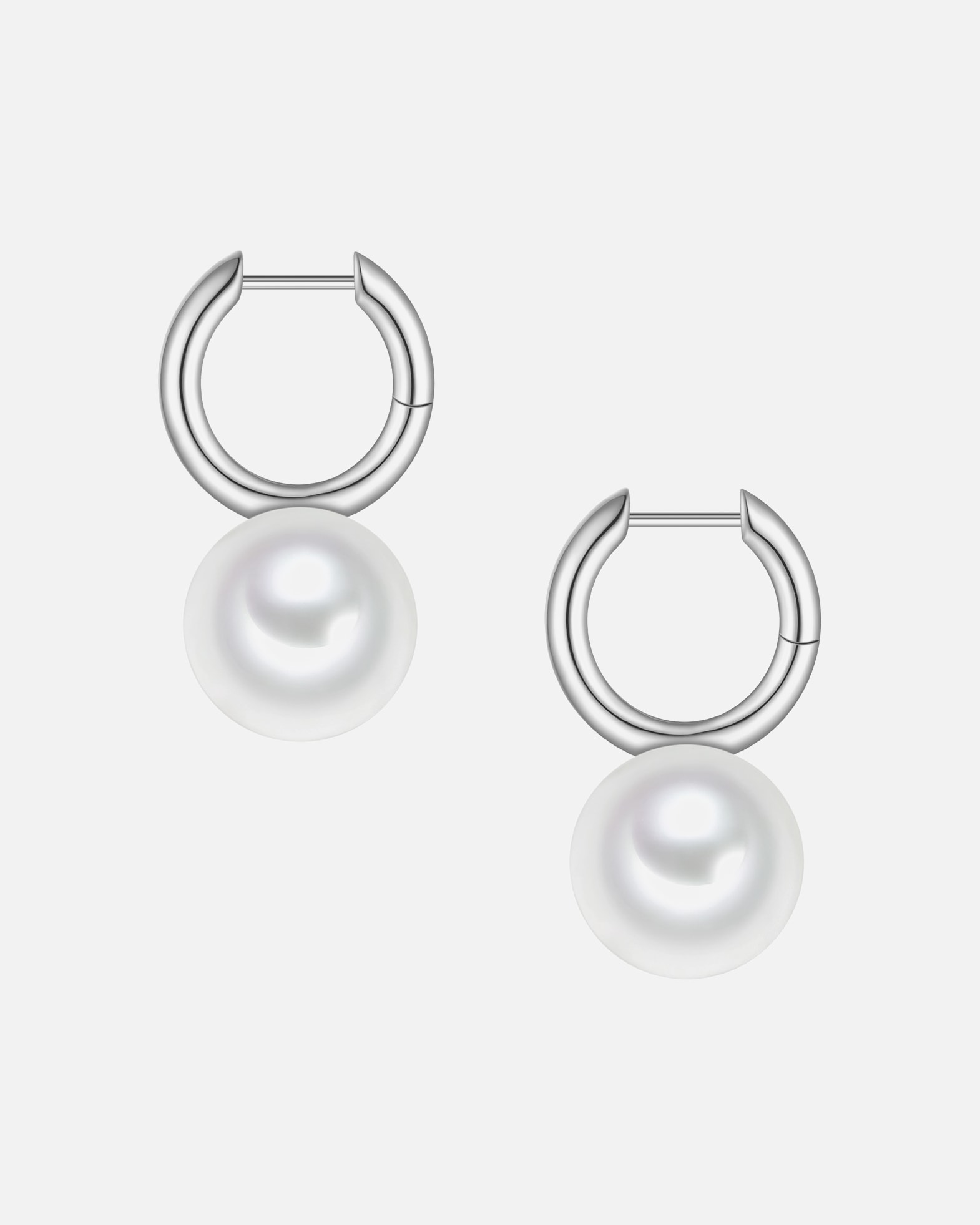 Creolen für Weiblich Yokoamii Creolen aus Messing in silber mit Perle (synth.) 33,5 mm