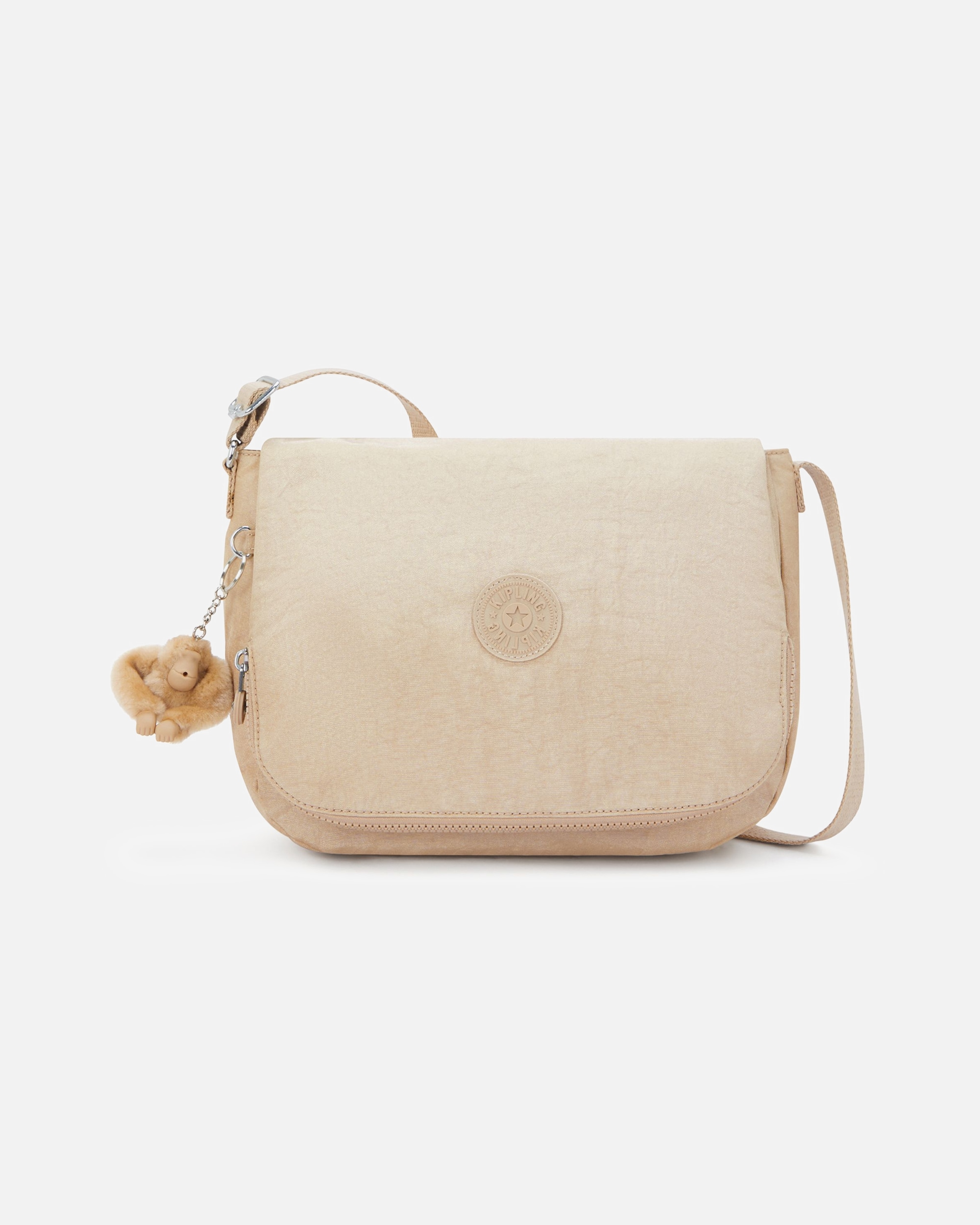 Clutch für Weiblich Kipling Basic Plus Umhängetasche sparkled beige