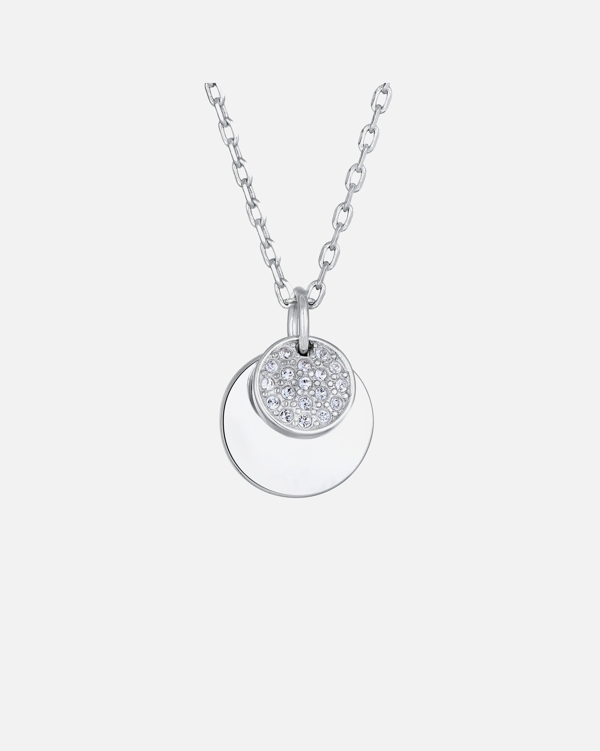 Collier for FemmeElliFemmes Pendentif Plaquette Élégante Couleur Argent avec Cristauxsilberfarben