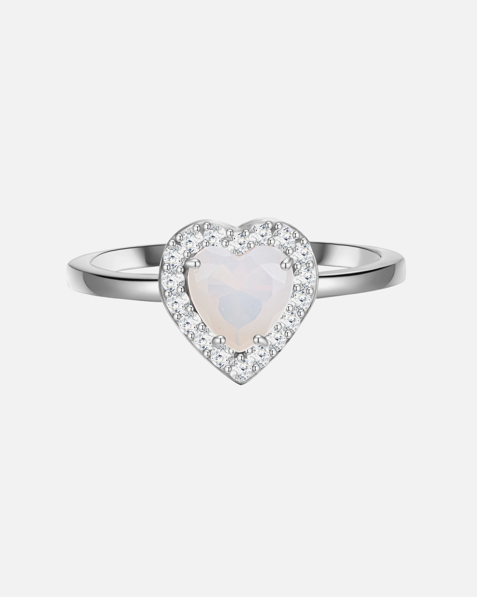 Bague for FemmeBague en argent Coeur Argent sterling Pierre de lune (synth.) en Argent58