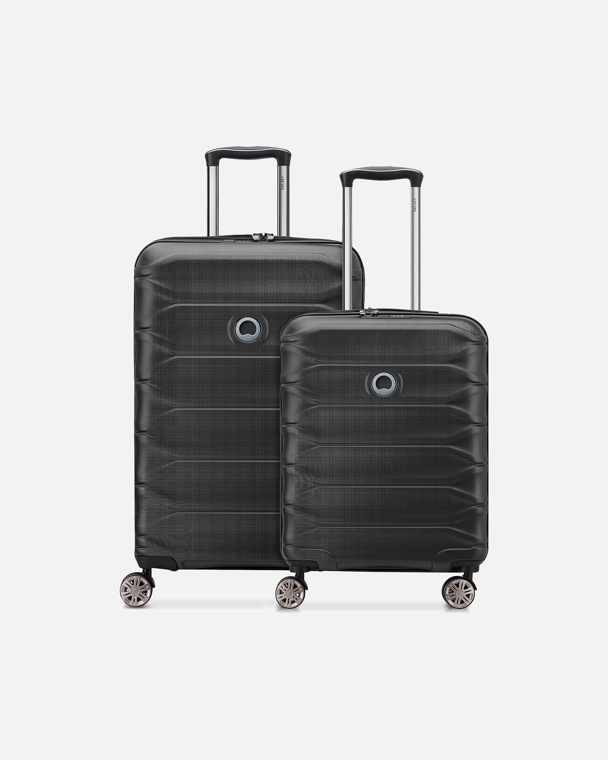 Koffer für Männlich Delsey Meteor 4 Rollen Kofferset 2-teilig mit Dehnfalte deep black