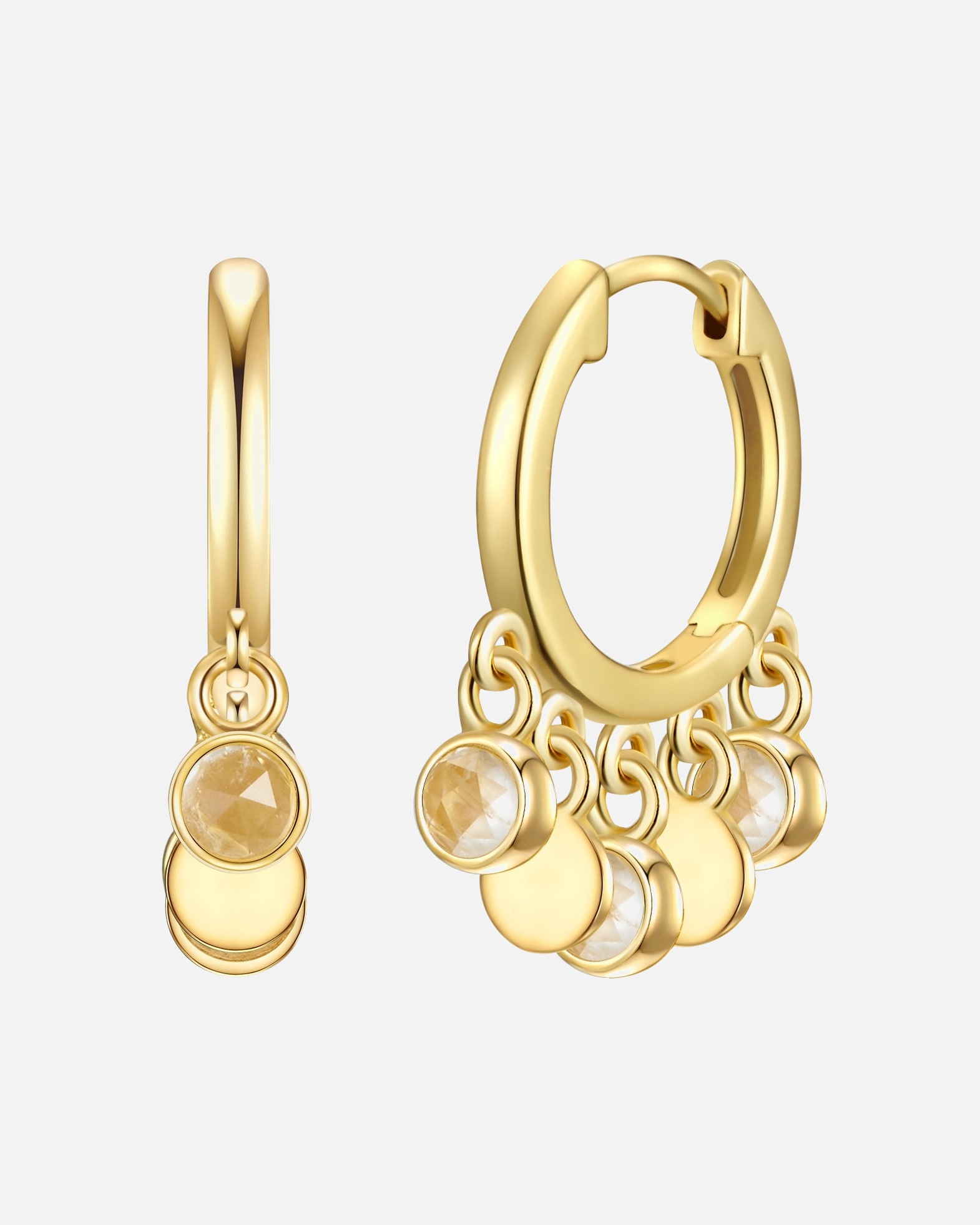 Créoles for FemmeCréoles en argent Argent sterling Pierre de lune en Or jaune21,4 mm