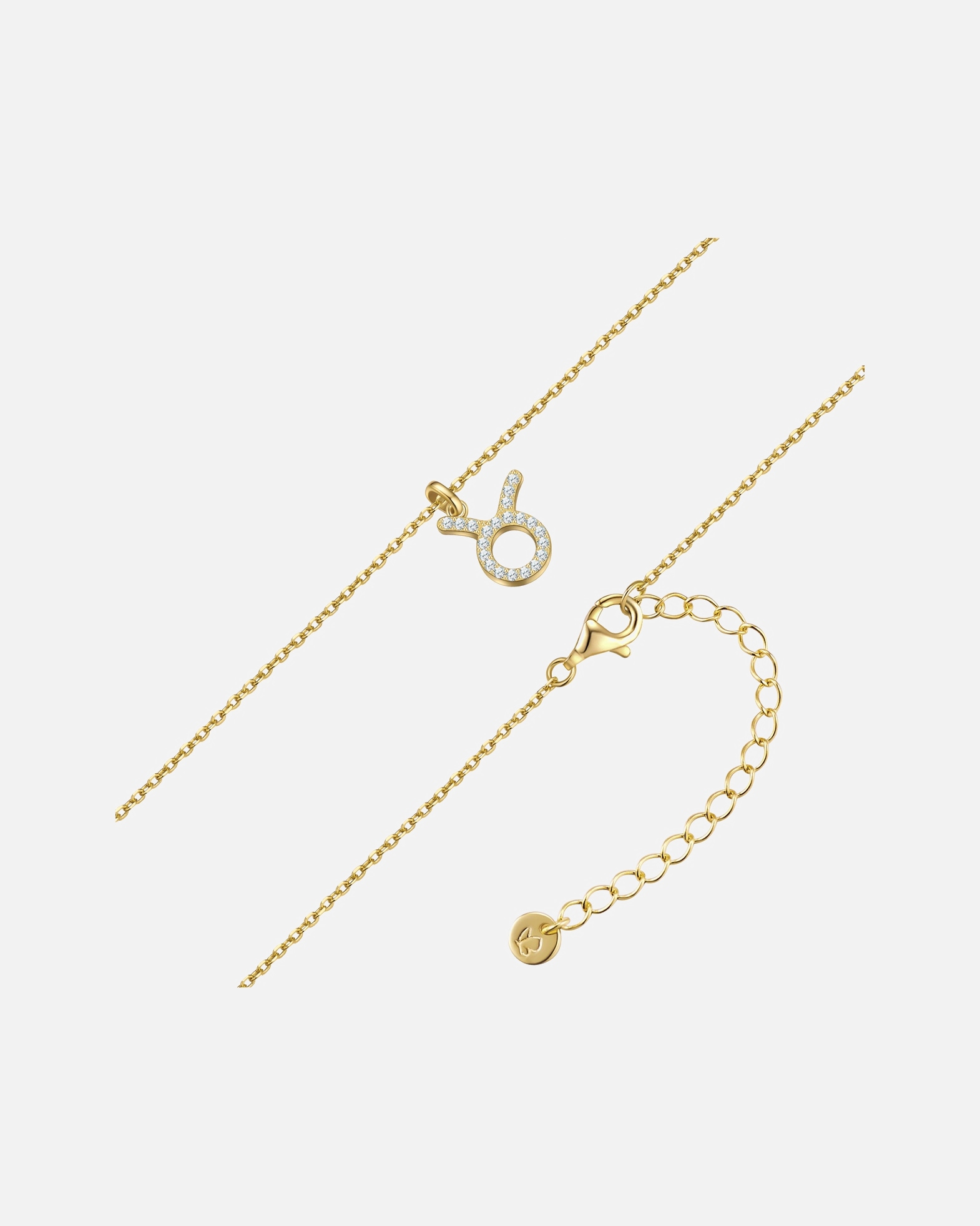 Halskette für Weiblich Glanzstücke München Halskette Sternzeichen Stier aus Sterling Silber in gelbgold mit Zirkonia 40,0 cm Basiskette + 5,0 cm Verlängerung