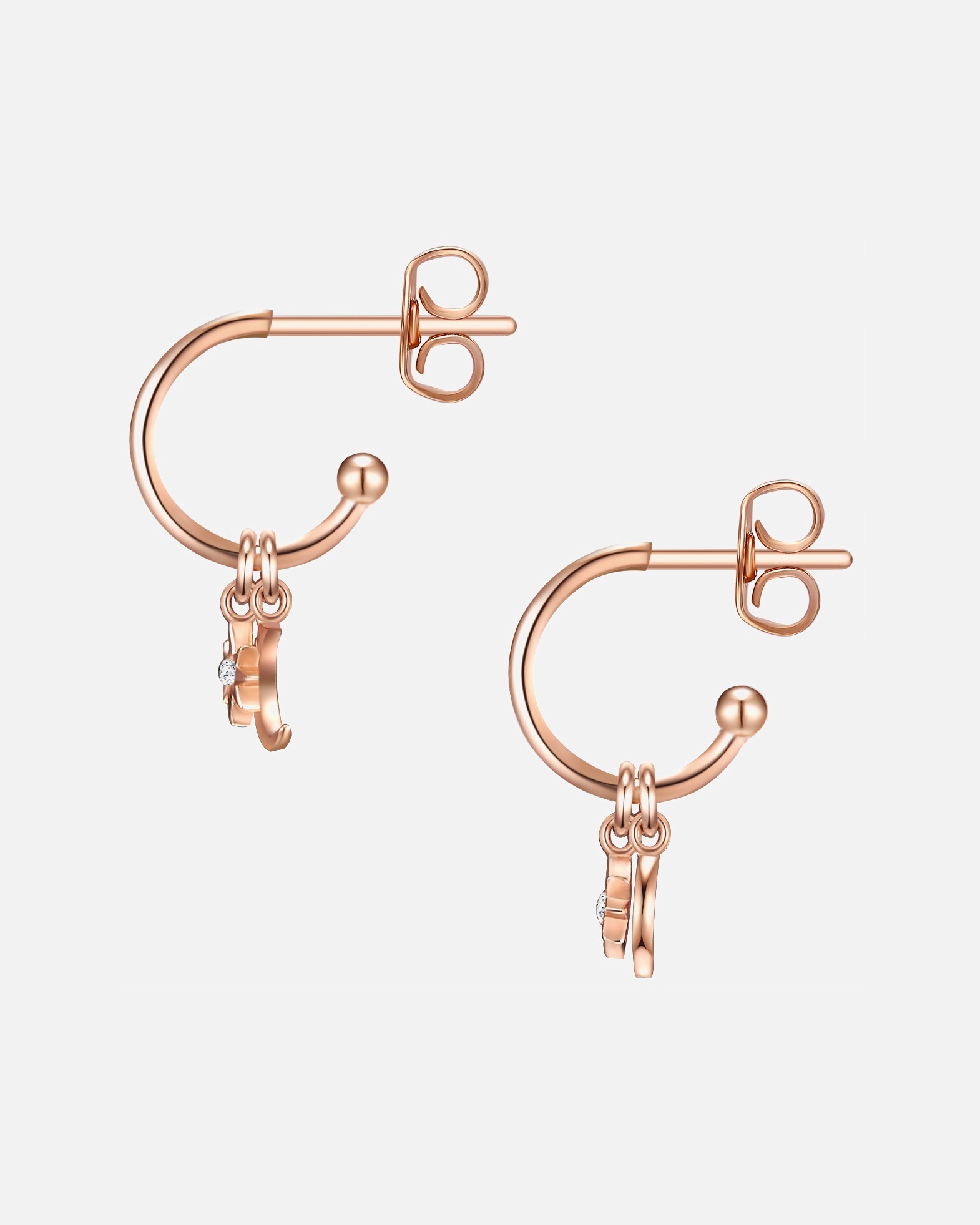 Boucle d'oreilles for FemmeGlanzstücke MünchenPuces d'oreilles en argent Croissant/étoile Argent sterling Oxyde de zirconium (CZ) en Or rose10,2 mm