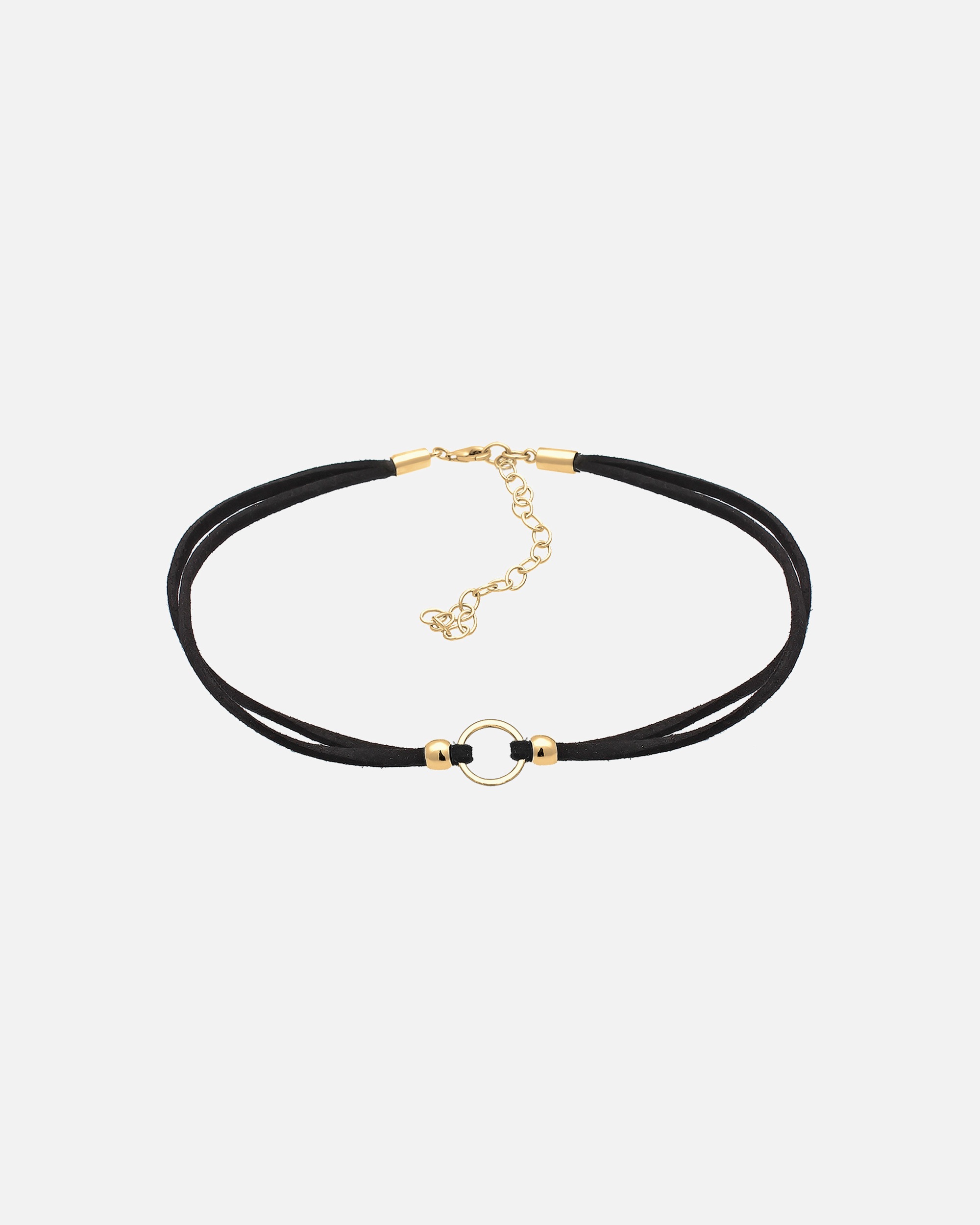 Halskette für Weiblich Elli Trend Choker Kreis Band Schwarz 925 Silber goldfarben