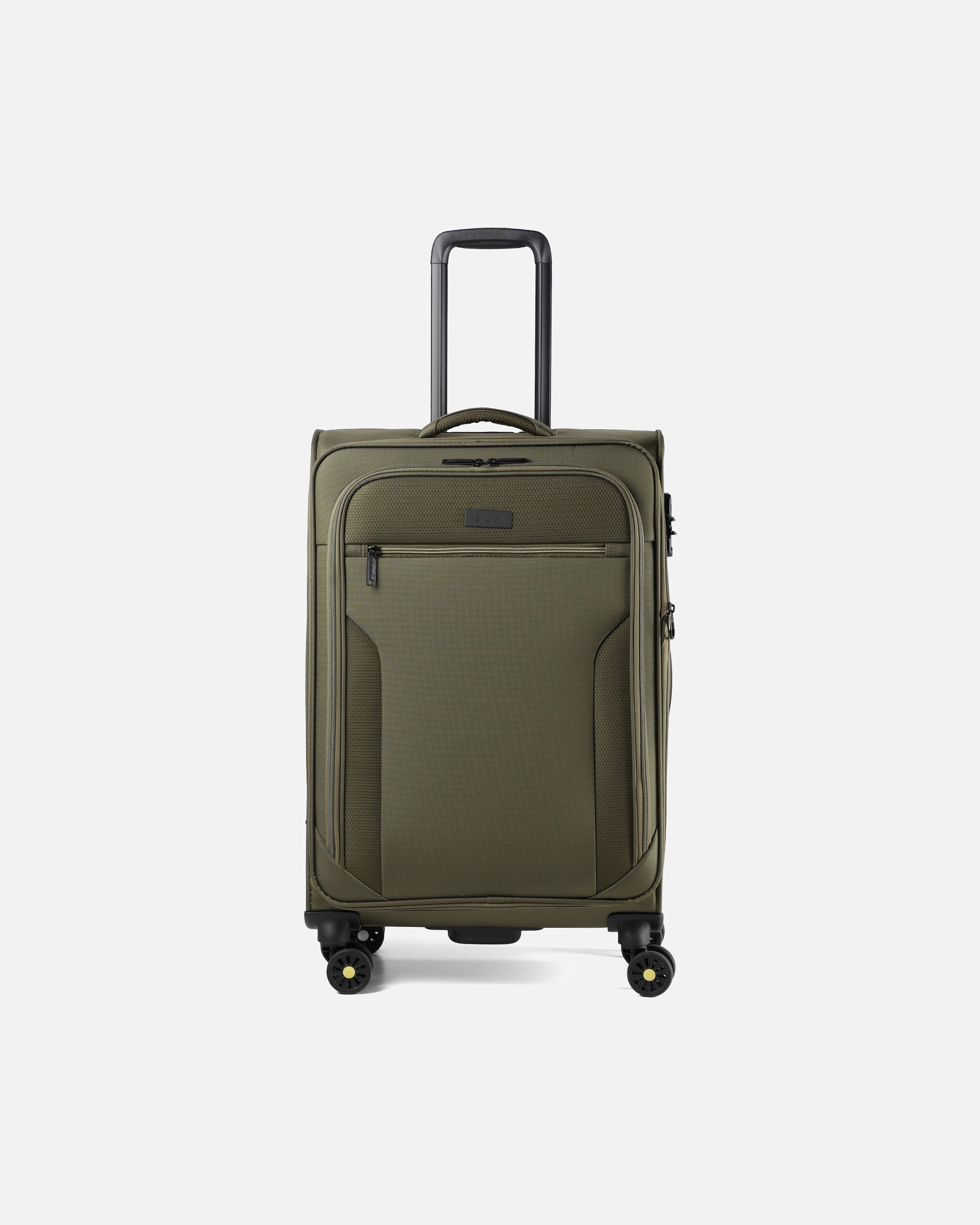 Koffer für Männlich d & n Travel Line 9704 4 Rollen Trolley M 68 cm mit Dehnfalte olive