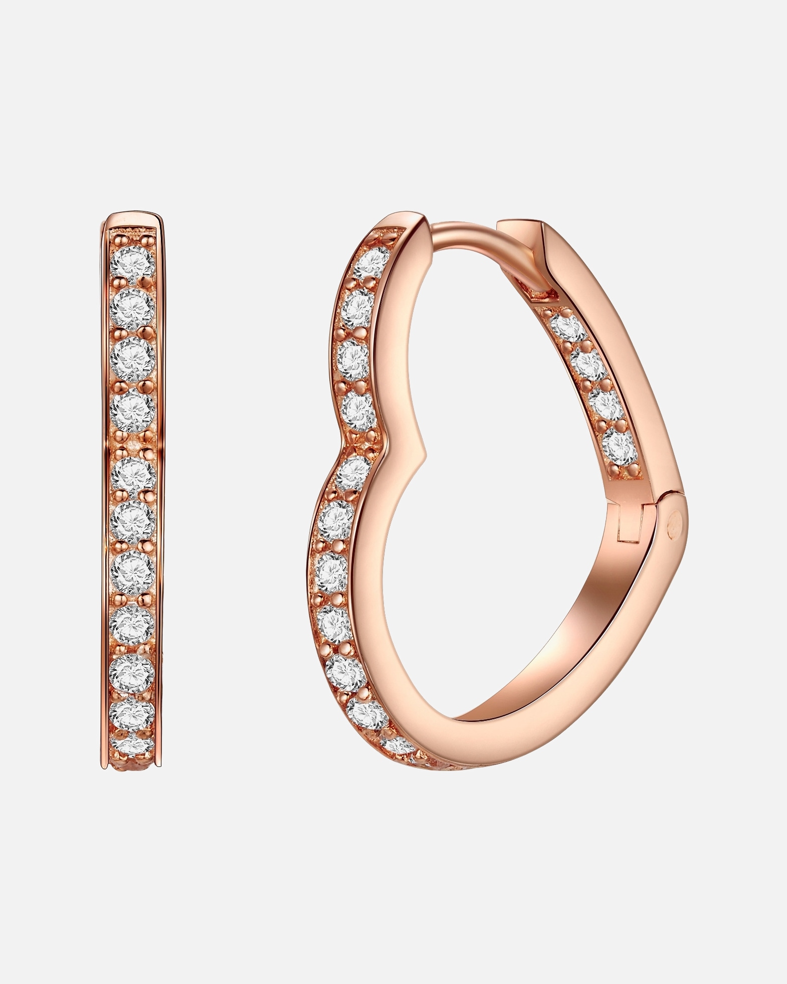 Créoles for FemmeCréoles en argent Coeur Argent sterling Oxyde de zirconium (CZ) en Or rose17,9 mm