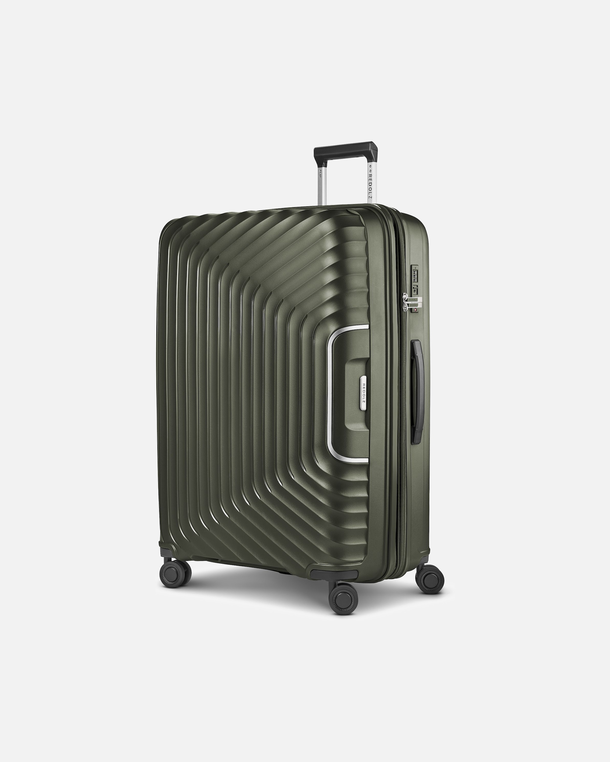 Trolley für Männlich Redolz Essentials 01 4 Rollen Trolley L 77 cm mit Dehnfalte olive metallic