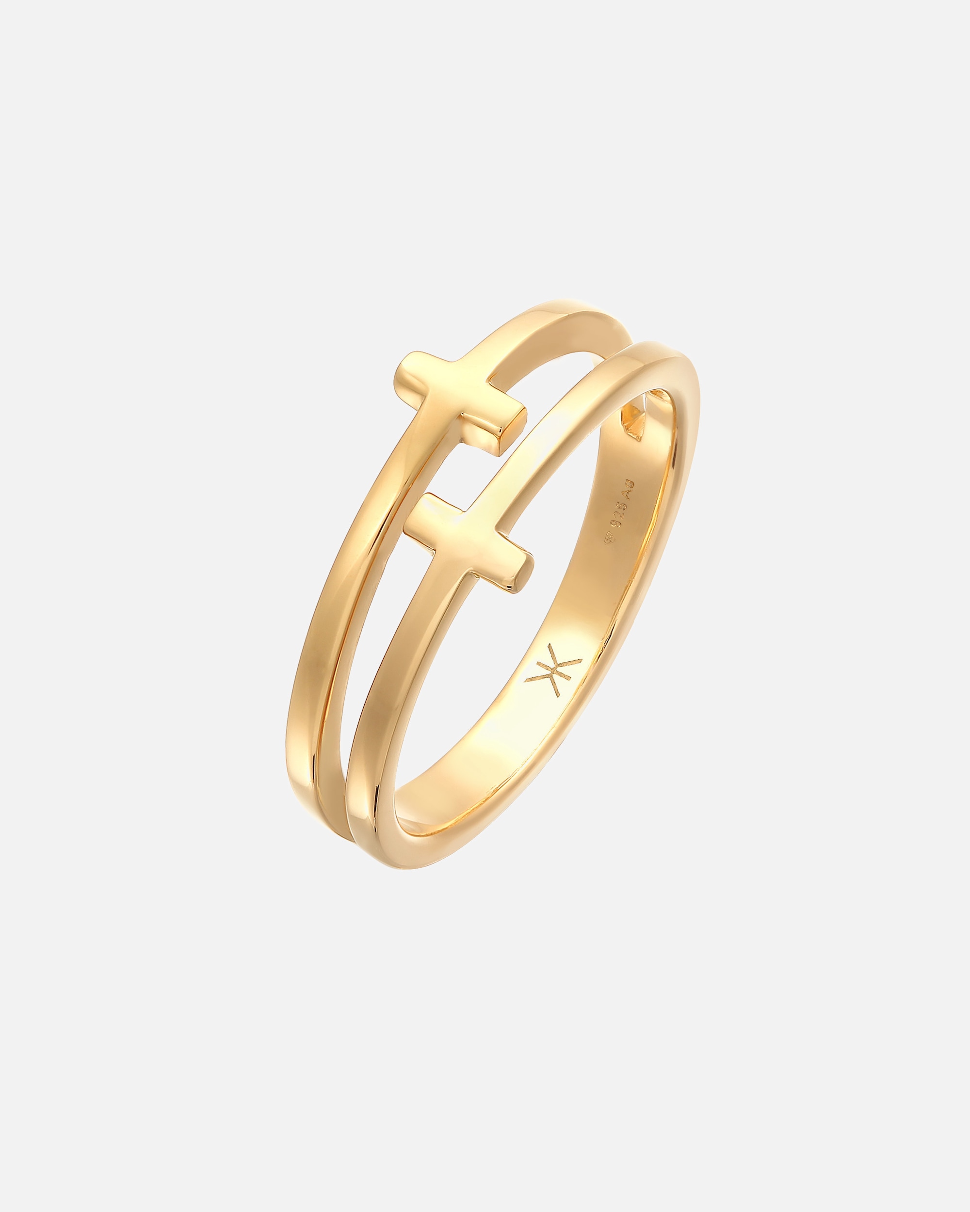 Ring für Männlich KUZZOI Herren Kreuz Double 925 Silber 62