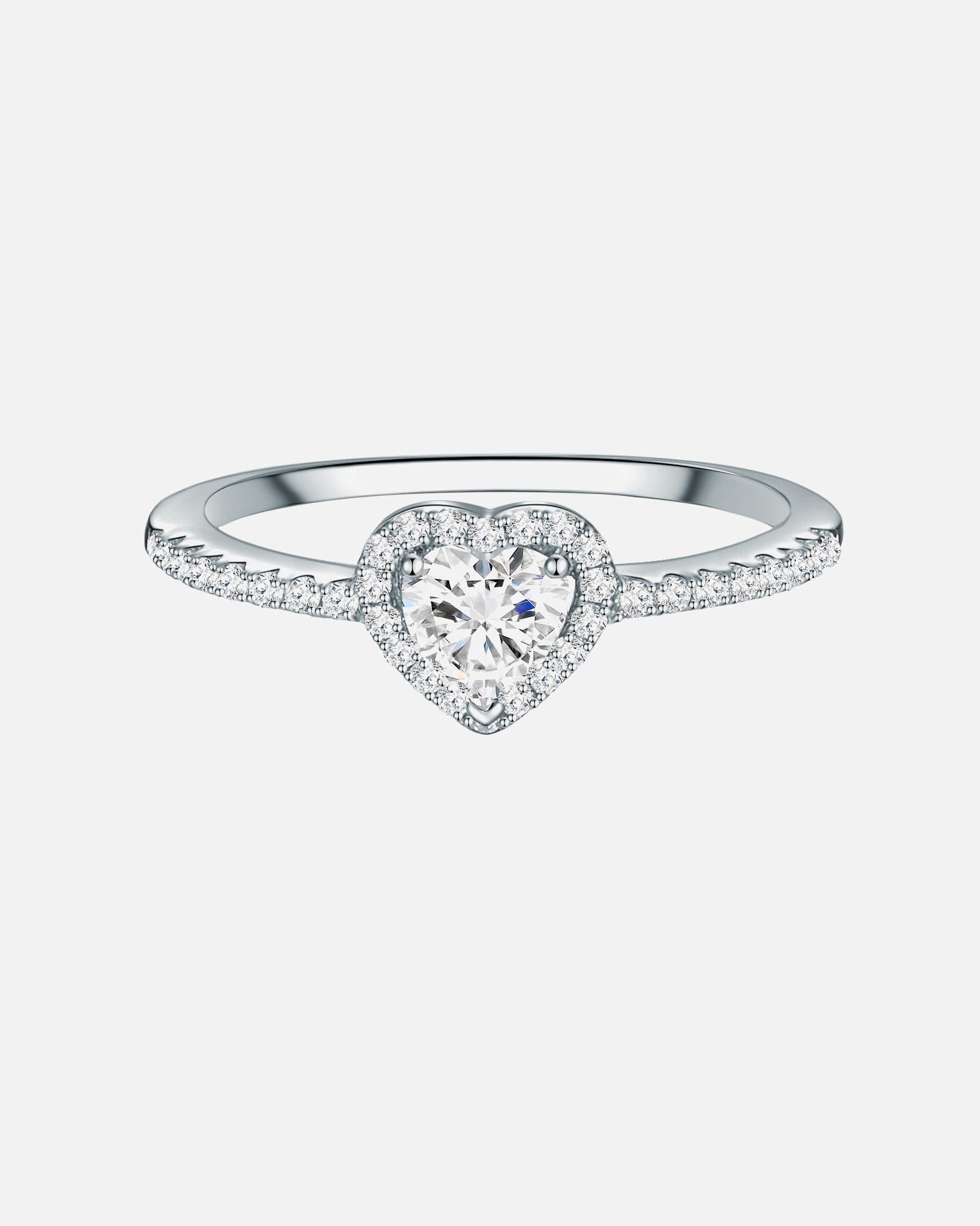 Ring für Weiblich Trilani Ring Herz aus Sterling Silber in silber mit Zirkonia 58