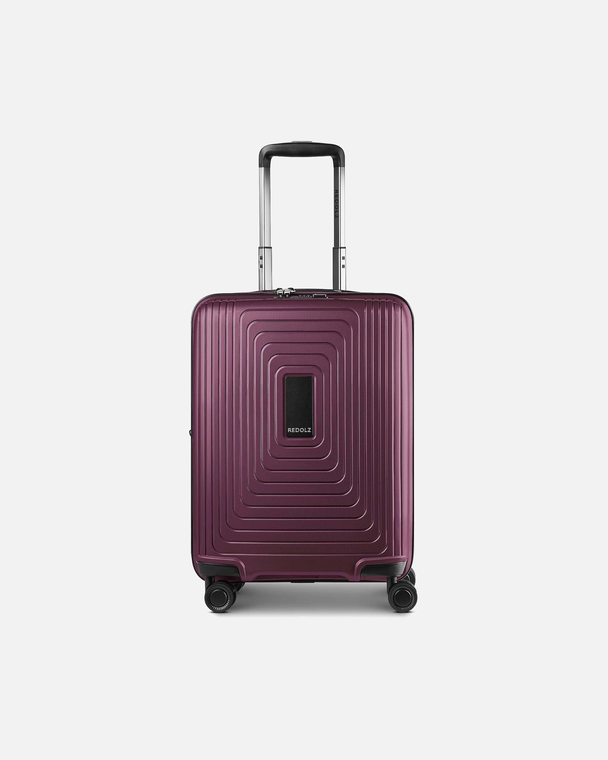 Handgepäckkoffer für Männlich Redolz Essentials 14 4 Rollen Kabinentrolley 55 cm mit Dehnfalte aubergine metallic