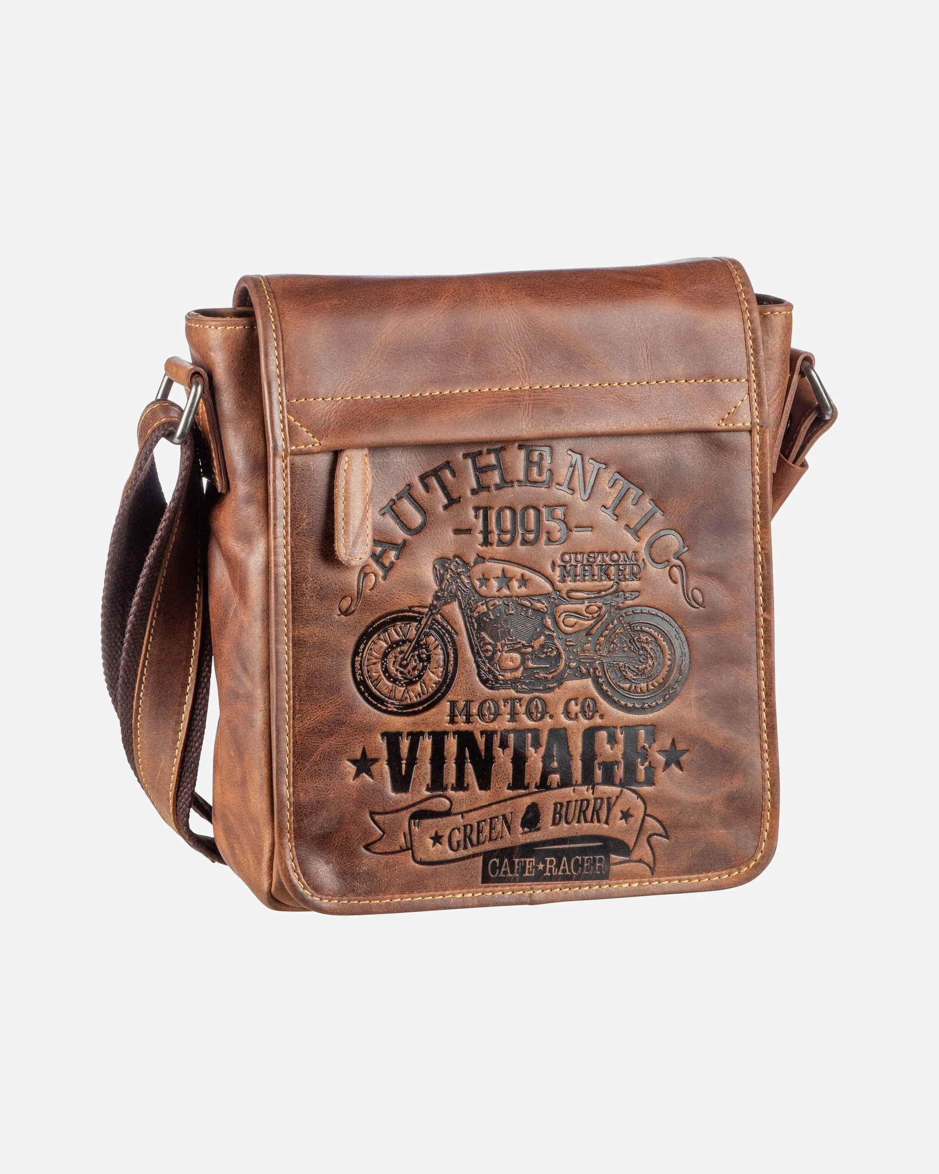Umhängetasche für Männlich Greenburry Cafe-Racer Umhängetasche braun