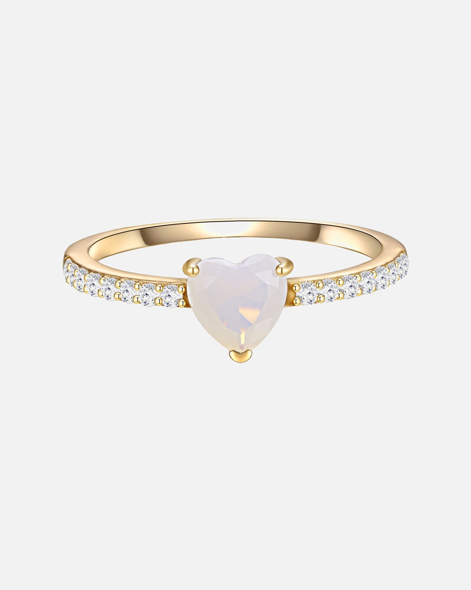 Bague for FemmeGlanzstücke MünchenBague en argent Coeur Argent sterling Pierre de lune (synth.) en Or jaune52