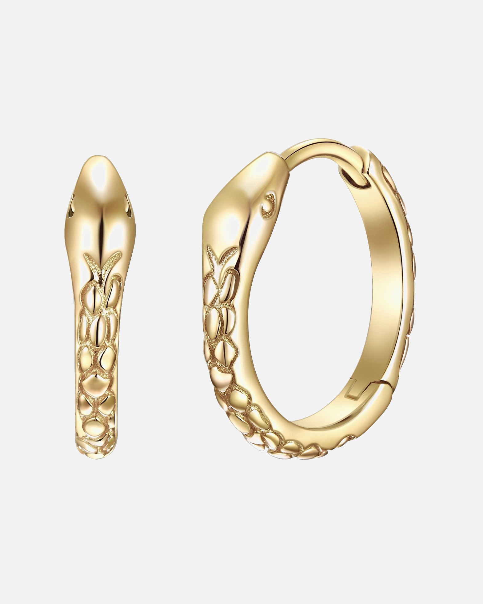 Boucle d'oreilles for FemmeCréoles en argent Tête de serpent Argent sterling en Or jaune13,7 mm