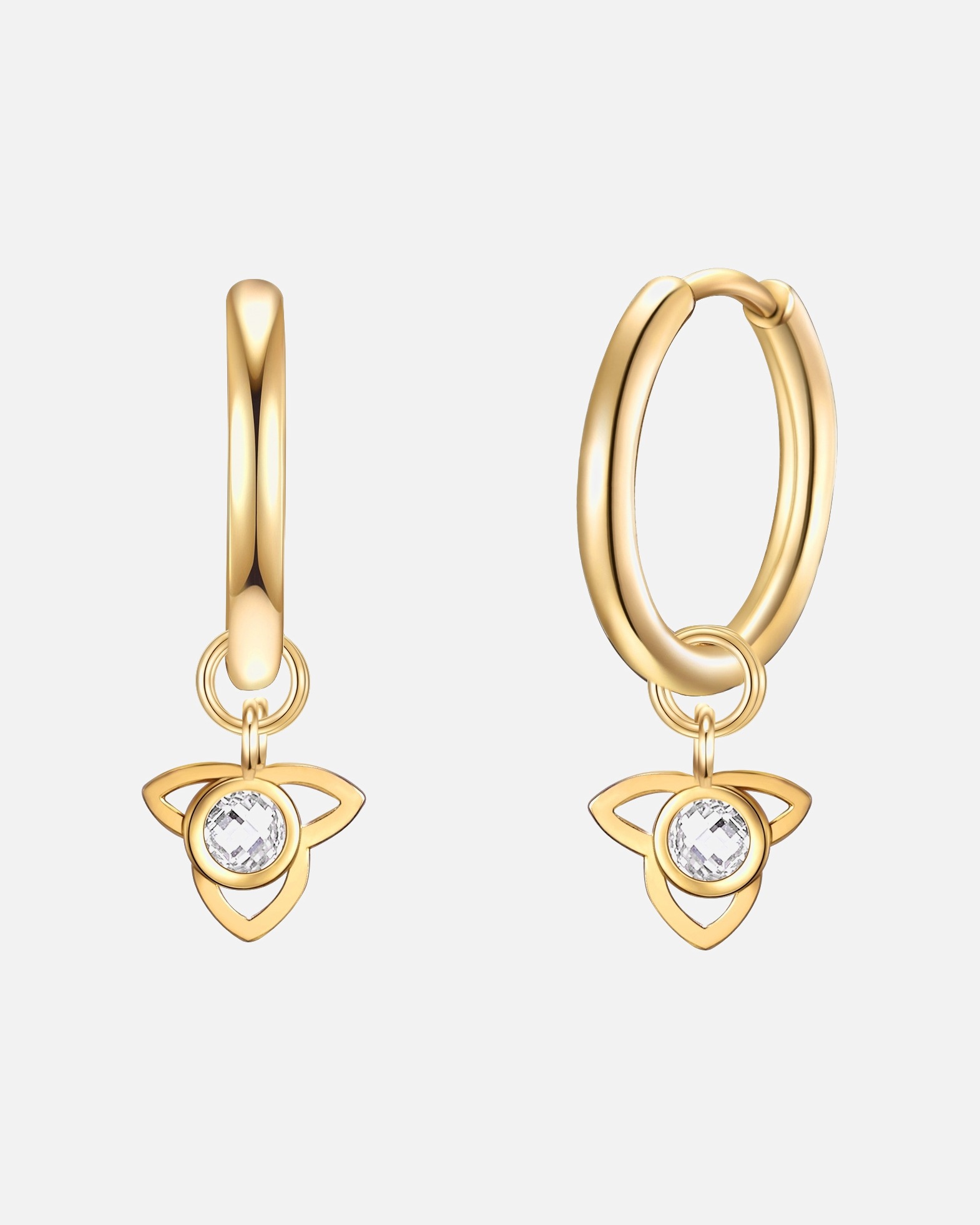 Créoles for FemmeCréoles en acier inoxydé fleur de lotus Acier inoxydable Preciosa en Or jaune23,6 mm