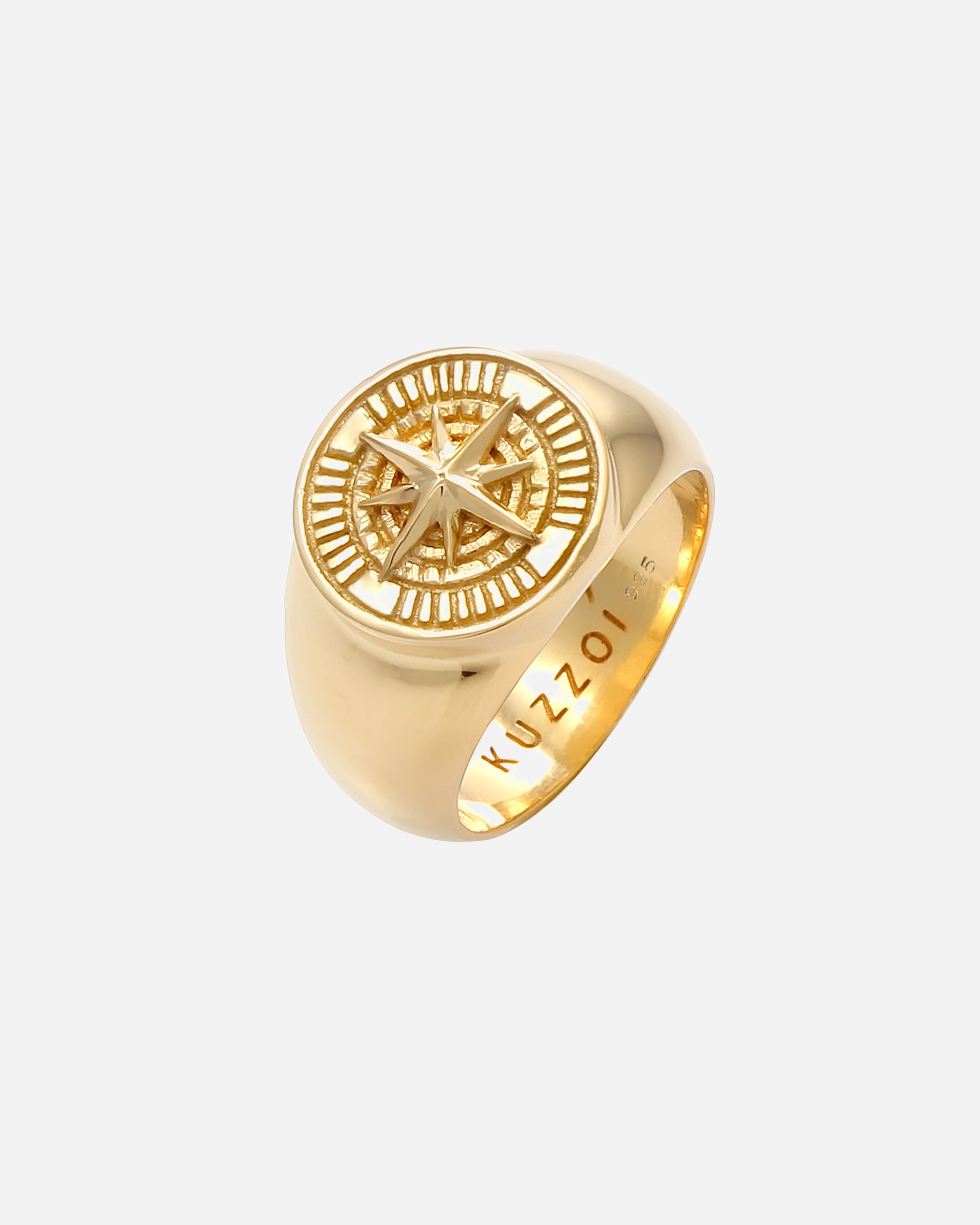 Ring für Männlich KUZZOI Herren Siegelring Kompass Oxidiert 925 Silber 62