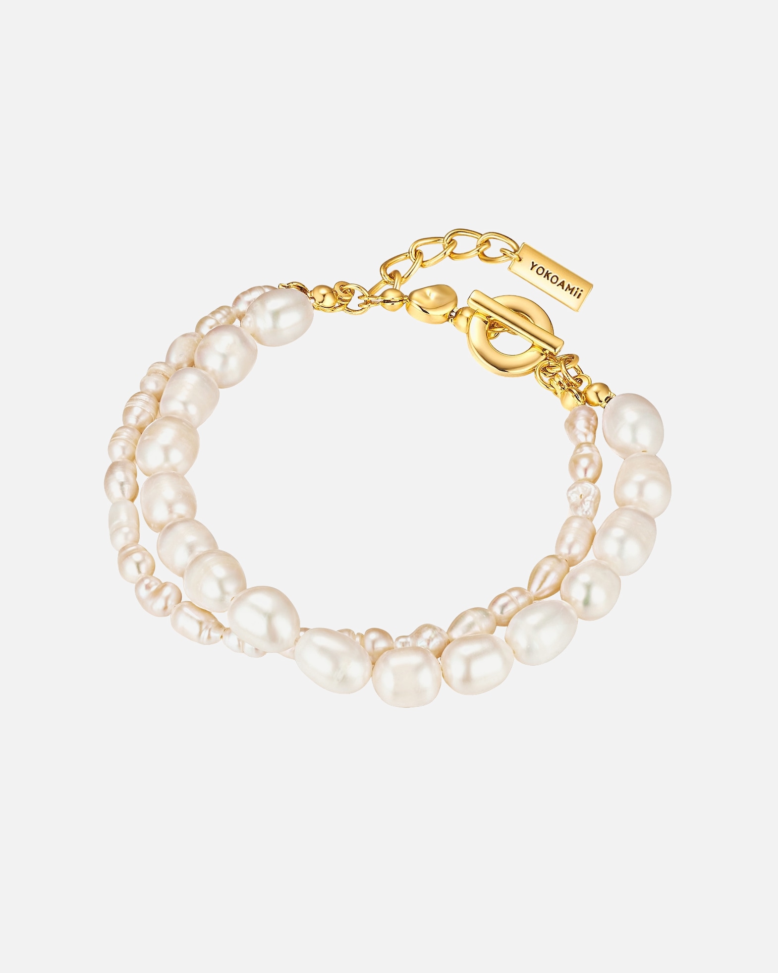 Armband für Weiblich Yokoamii Armband Metall Süßwasser-Zuchtperle in Gelbgold 20,0 cm