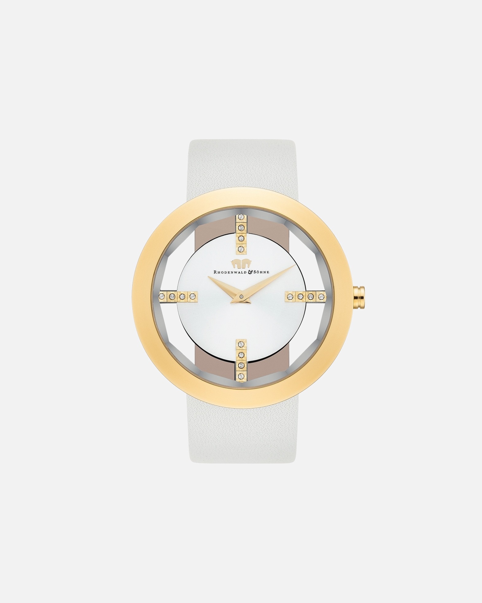 Uhr für Weiblich Armband-Uhr Lucrezia aus Echtleder in gelbgold 42,0 mm