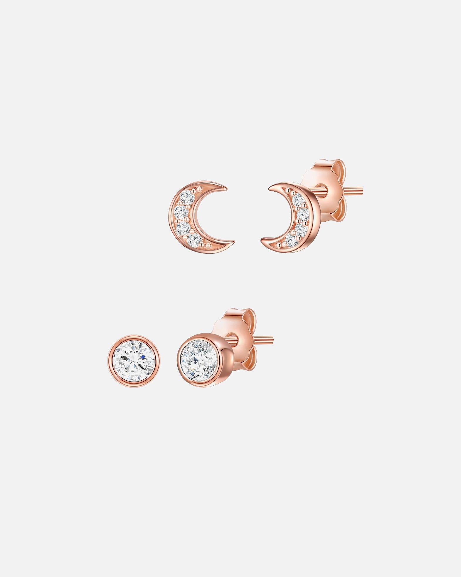 Boucle d'oreilles for FemmeEnsemble (lot de 2 paires de boucles) Demi-lune en Laiton en Or rose3,8/5,0 mm